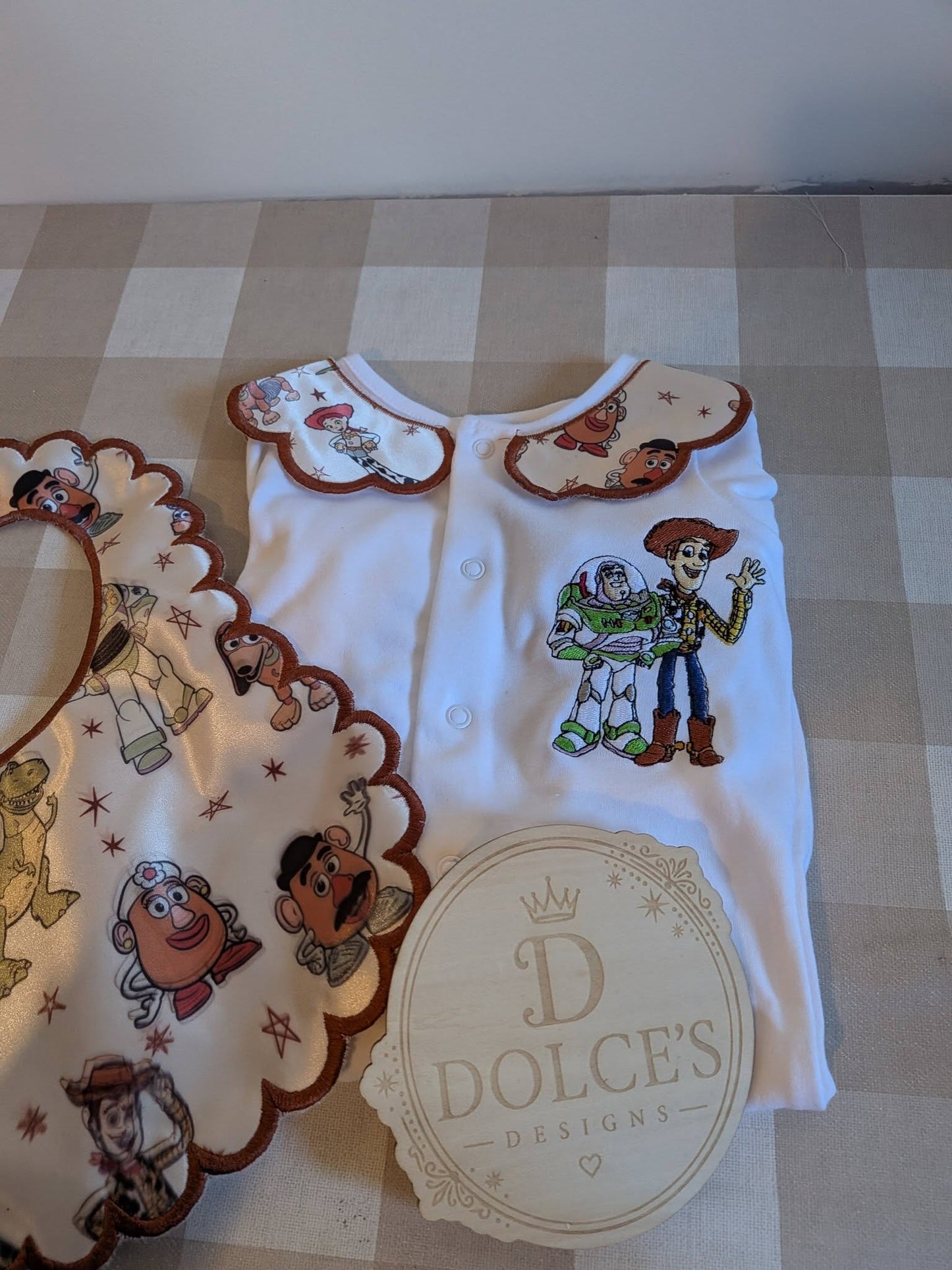 Toy Story 2 Piece Baby Set | Personalised Toy Story Babygrow Bib & Muslin Set