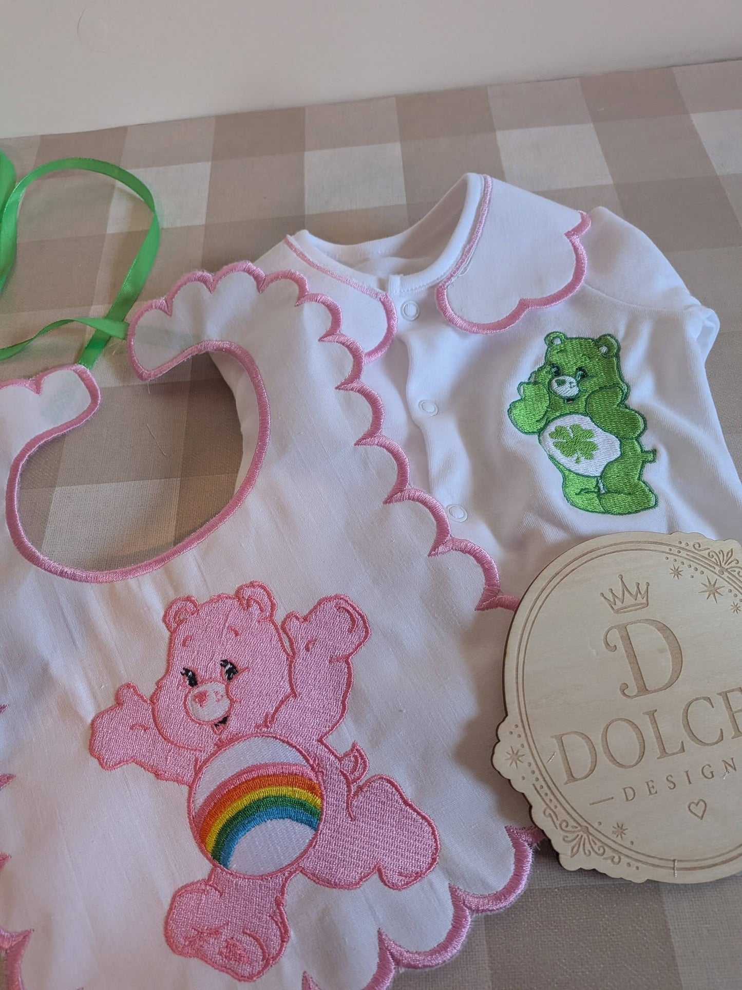 Care Bears Inspired 2 Piece Baby Set | Personalised Baby Grow & Bib Set | Newborn Gift