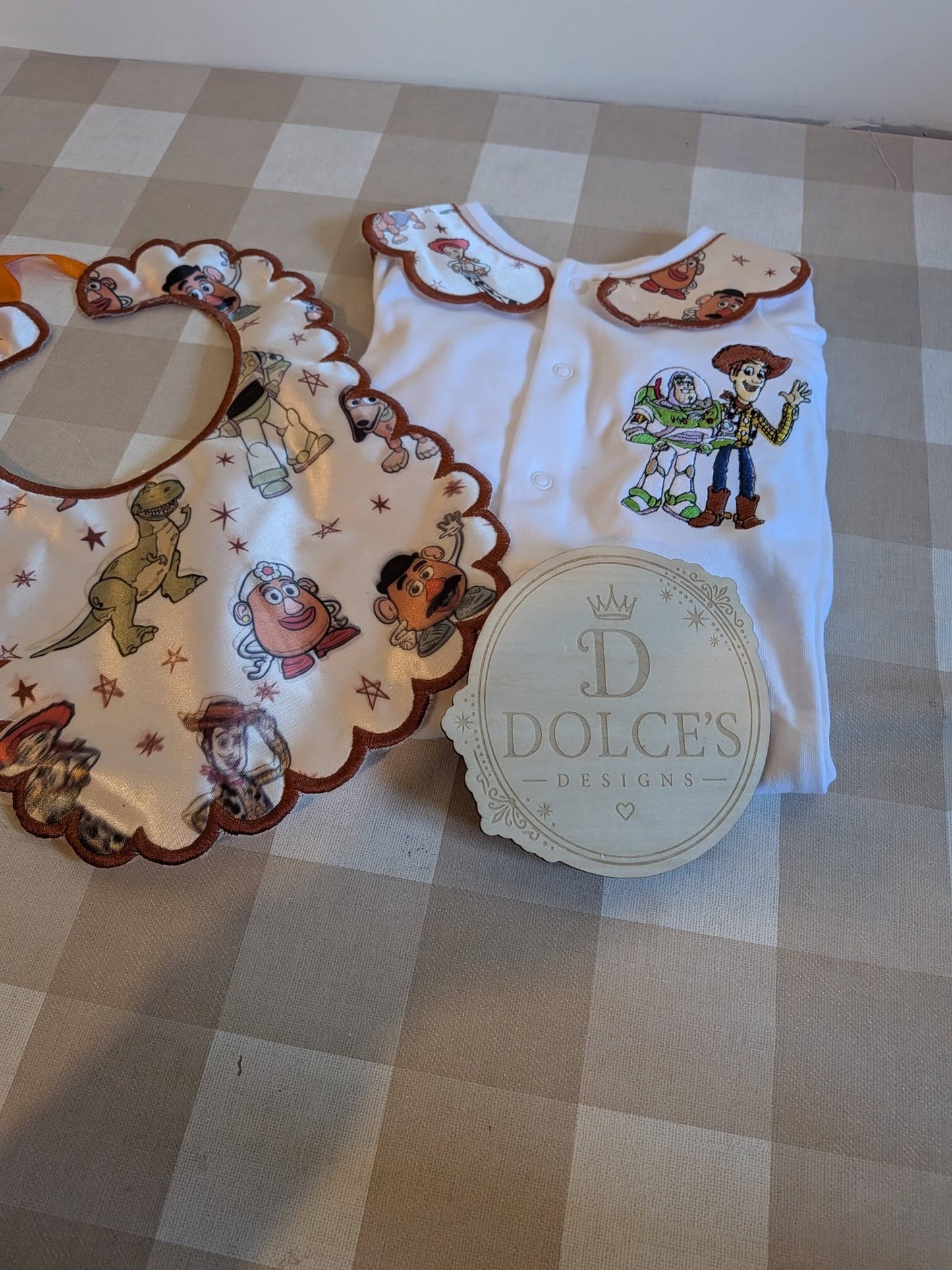 Toy Story 2 Piece Baby Set | Personalised Toy Story Babygrow Bib & Muslin Set