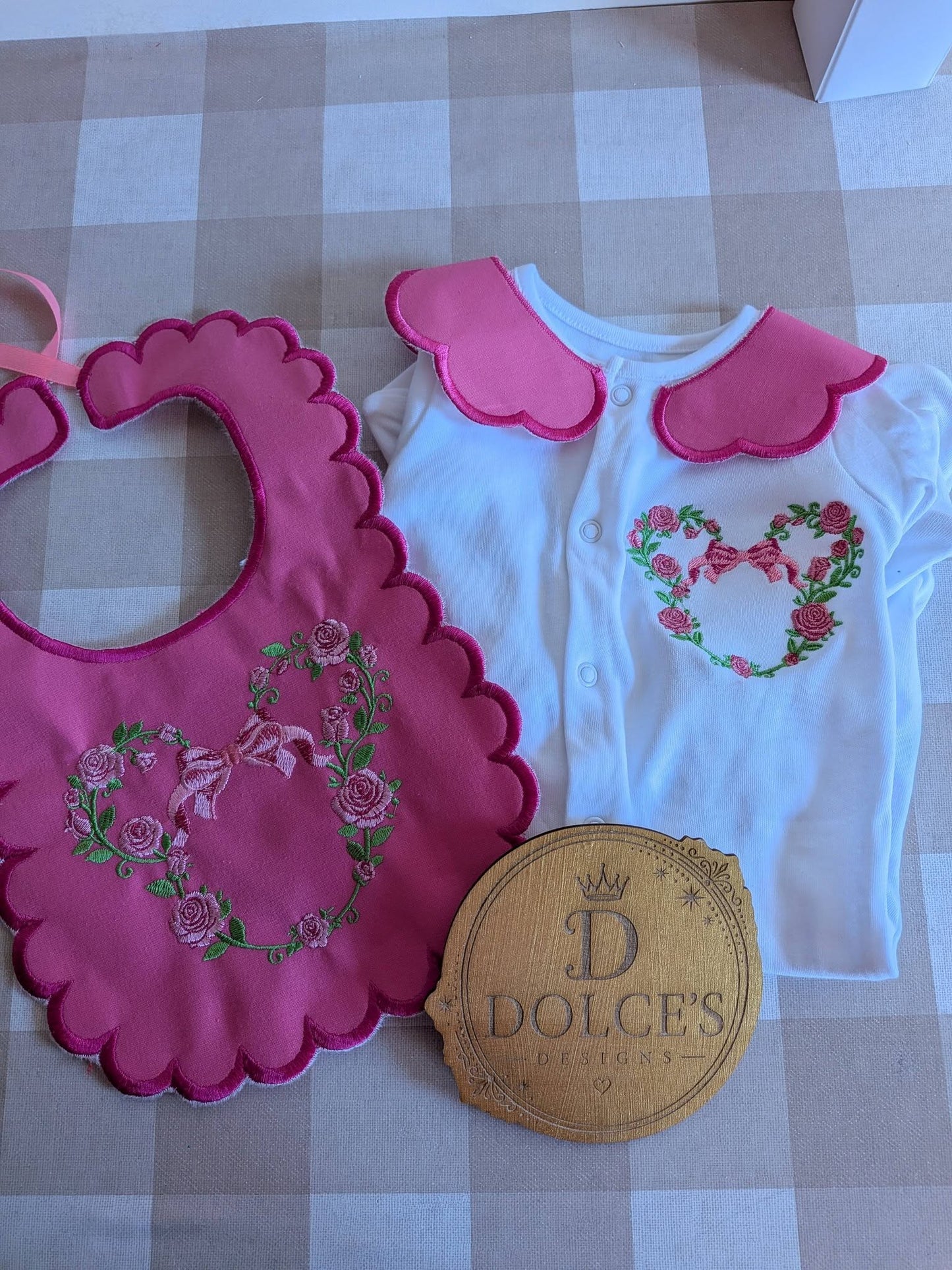 Personalised Minnie Rose Baby Set – Babygrow & Bib | Newborn to 12-18 Months
