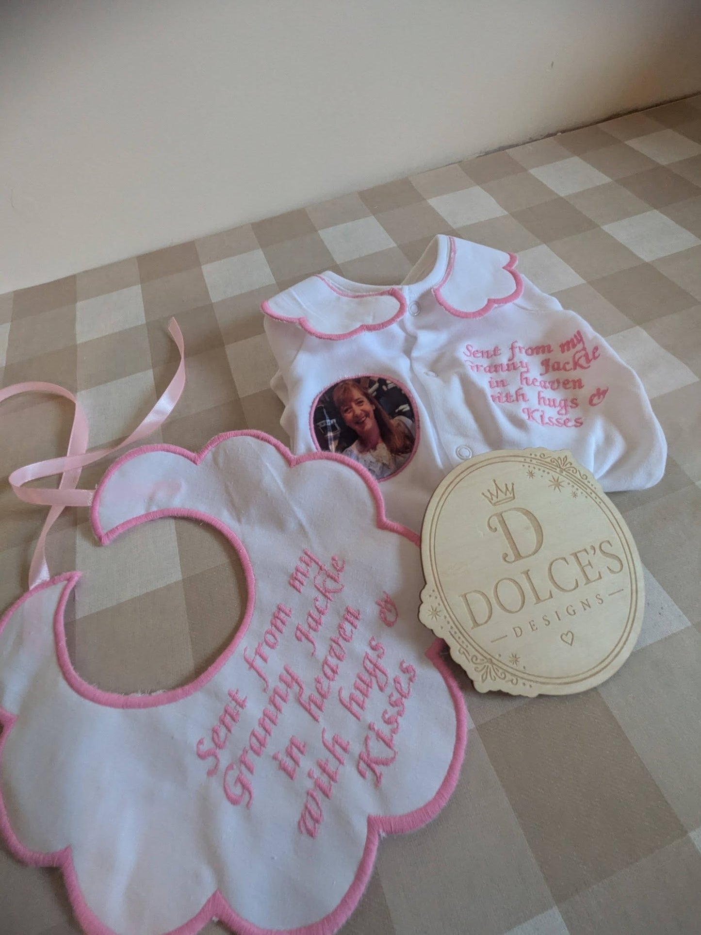 Sent From Heaven Personalised Baby Grow & Bib Set | Memorial Baby Outfit | Photo Baby Grow | Personalised Baby Gift