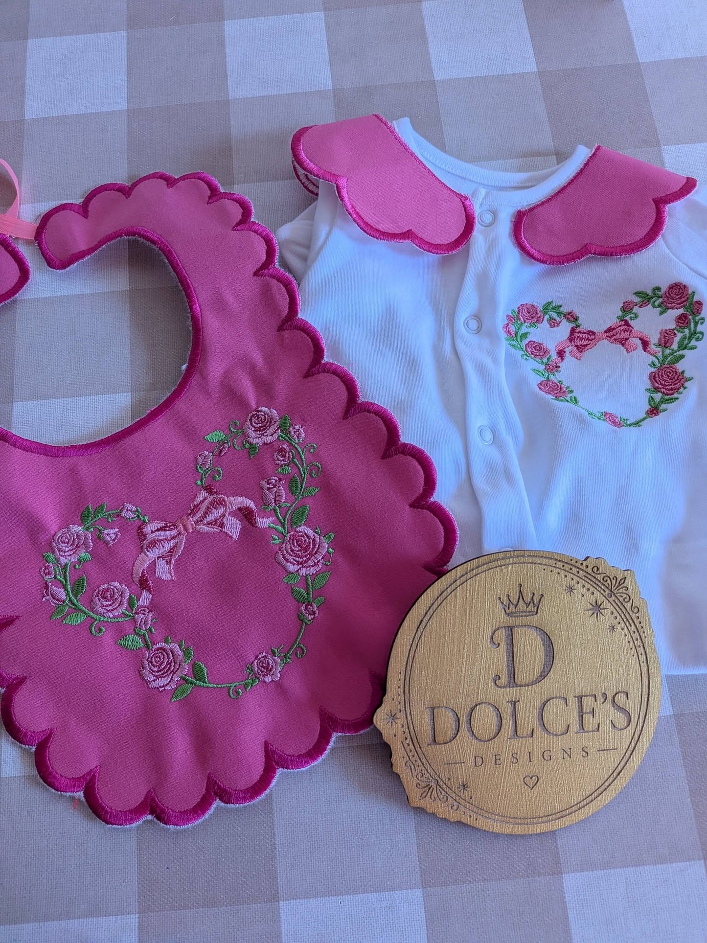 Personalised Minnie Rose Baby Set – Babygrow & Bib | Newborn to 12-18 Months