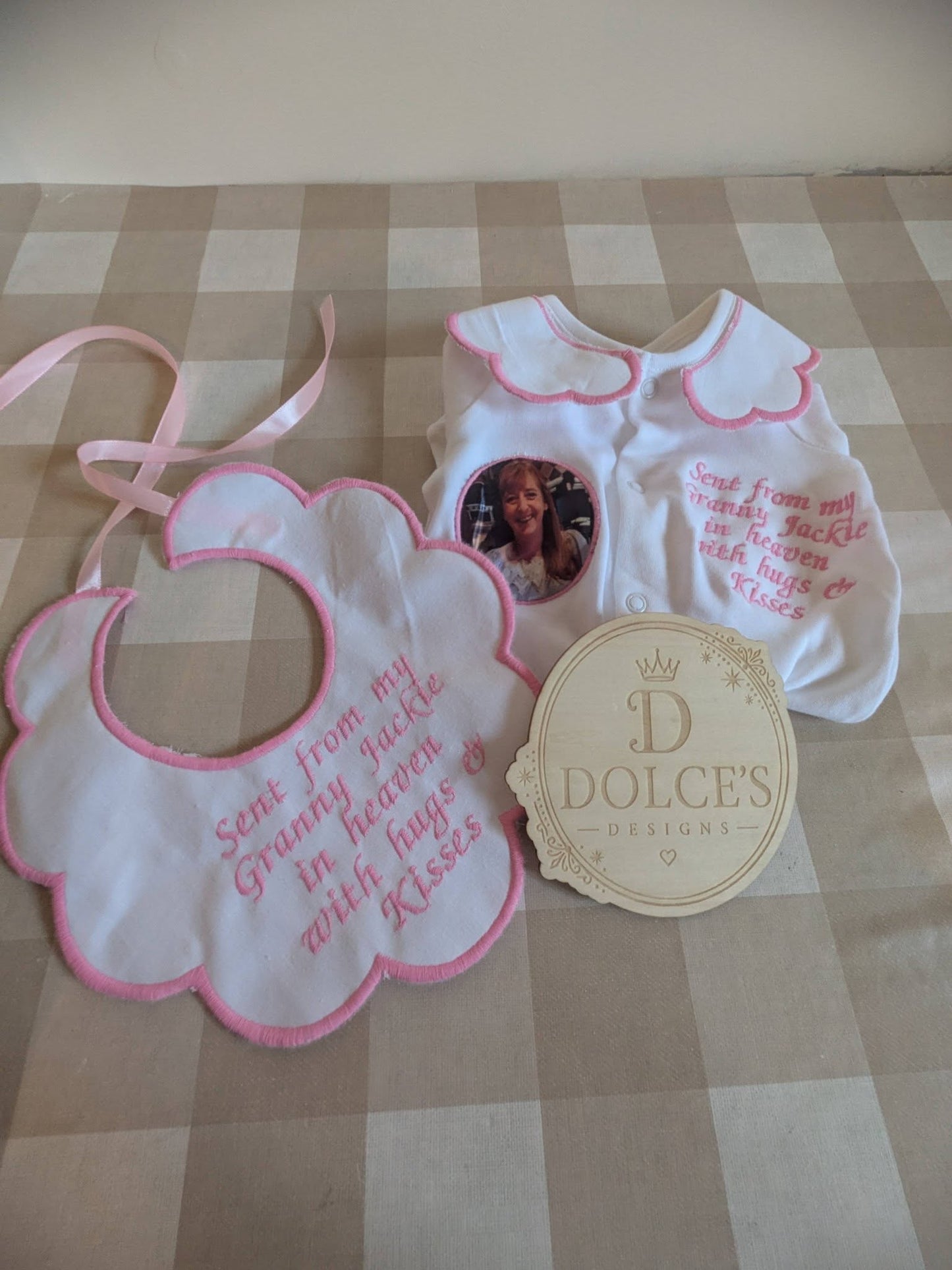 Sent From Heaven Personalised Baby Grow & Bib Set | Memorial Baby Outfit | Photo Baby Grow | Personalised Baby Gift