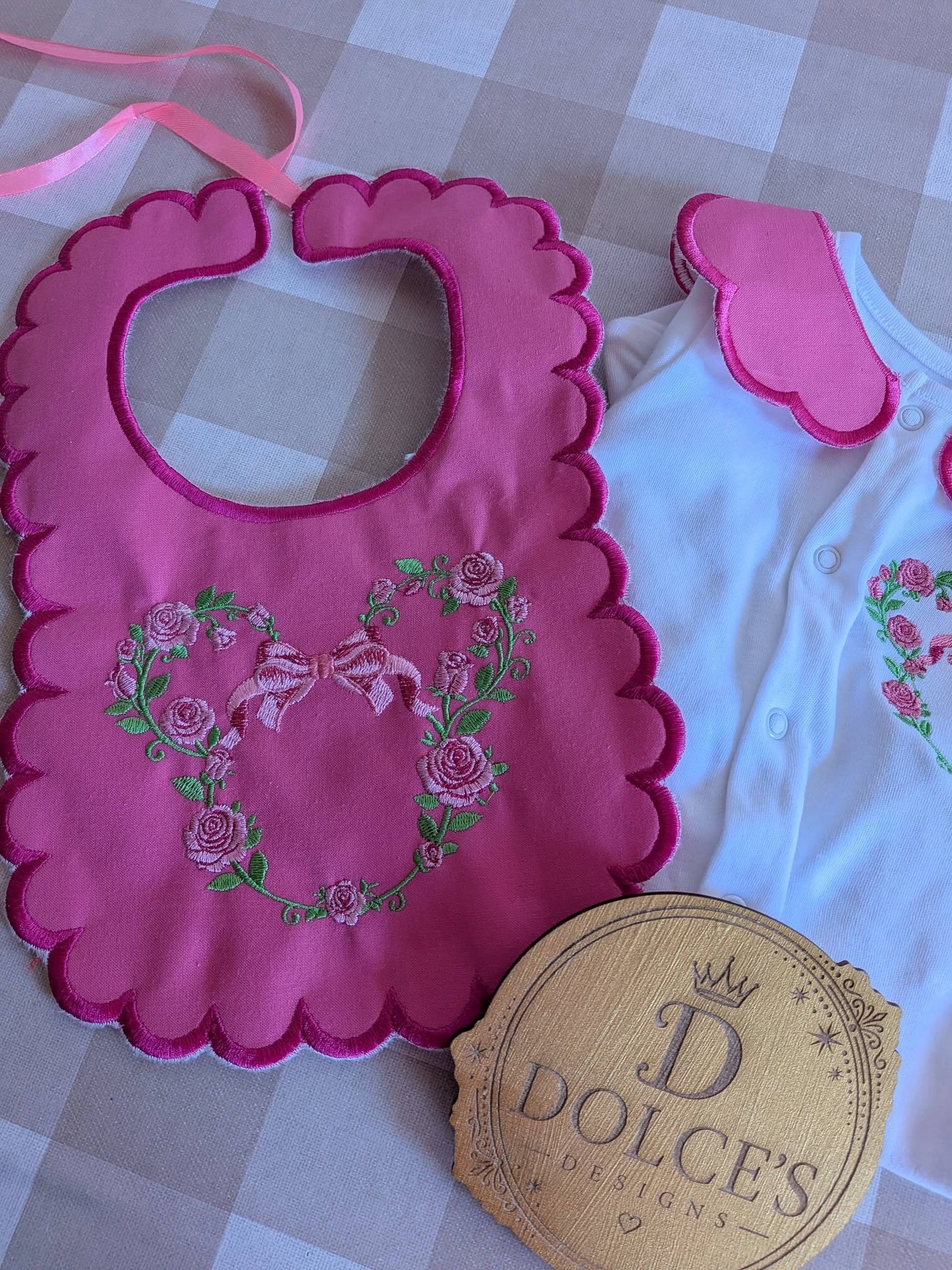 Personalised Minnie Rose Baby Set – Babygrow & Bib | Newborn to 12-18 Months