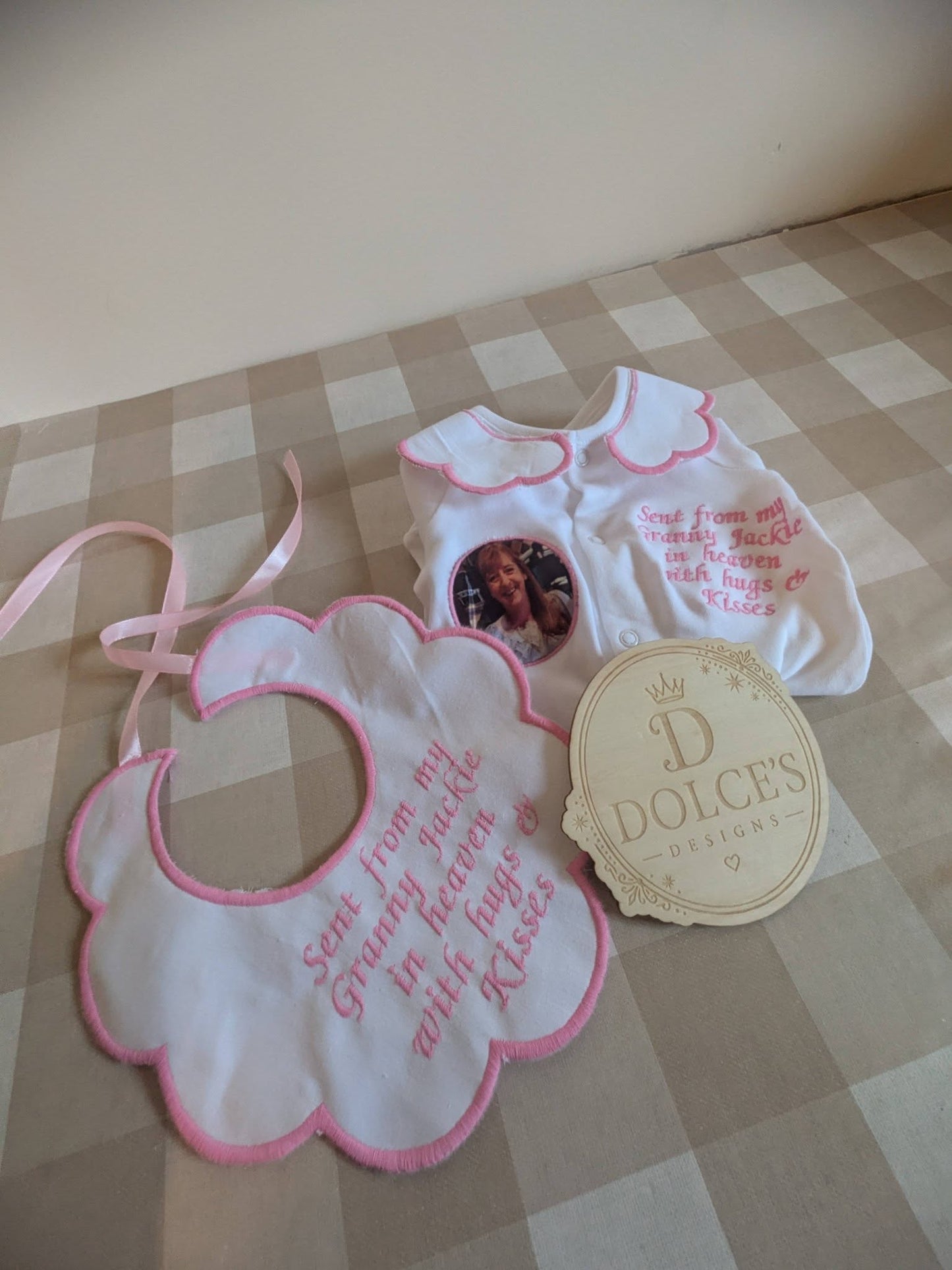 Sent From Heaven Personalised Baby Grow & Bib Set | Memorial Baby Outfit | Photo Baby Grow | Personalised Baby Gift
