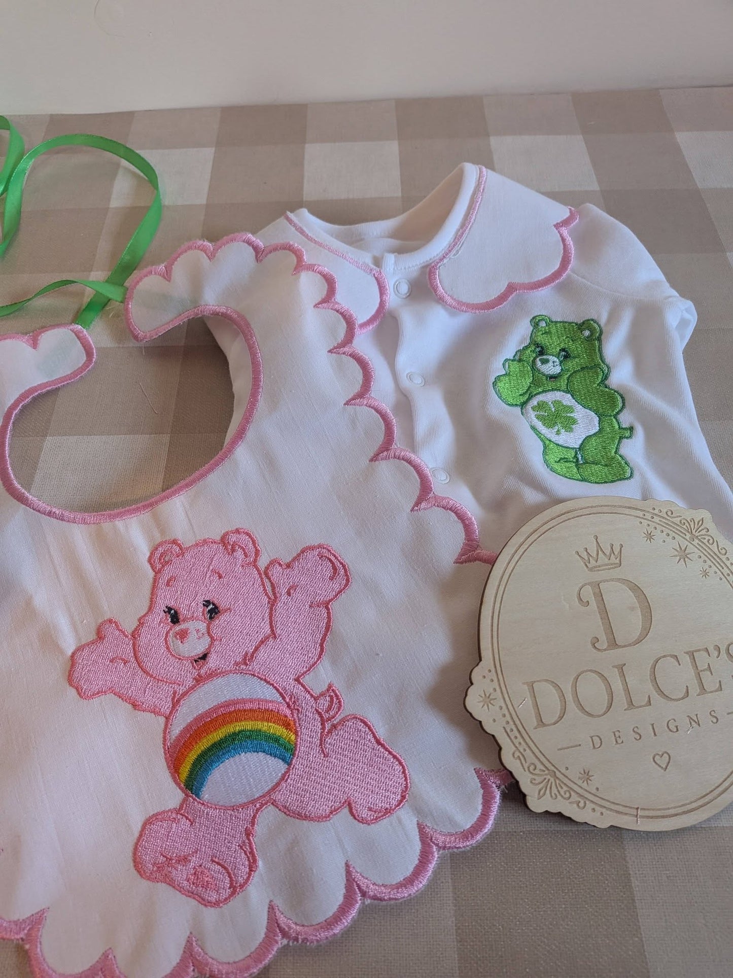 Care Bears Inspired 2 Piece Baby Set | Personalised Baby Grow & Bib Set | Newborn Gift