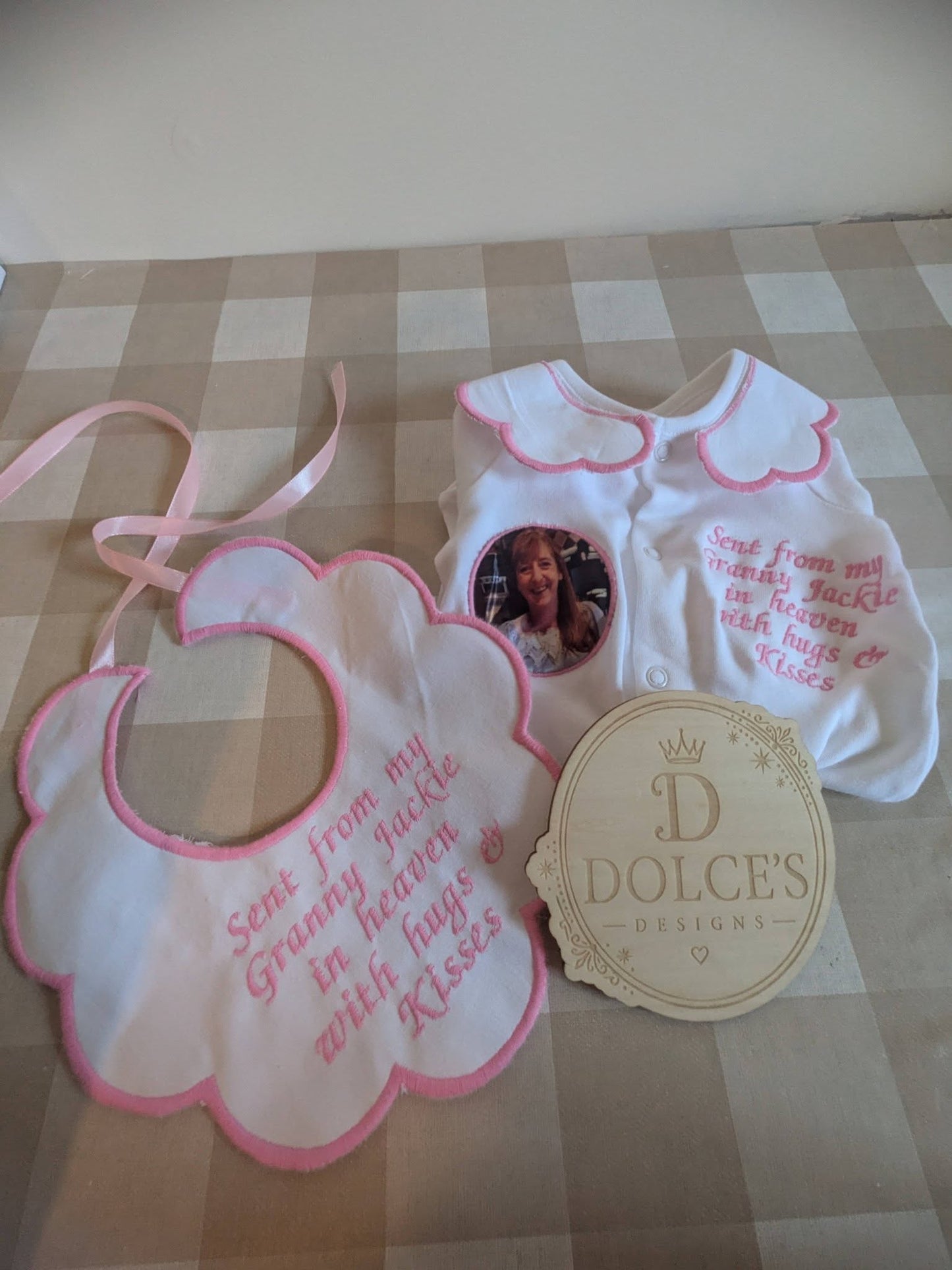 Sent From Heaven Personalised Baby Grow & Bib Set | Memorial Baby Outfit | Photo Baby Grow | Personalised Baby Gift
