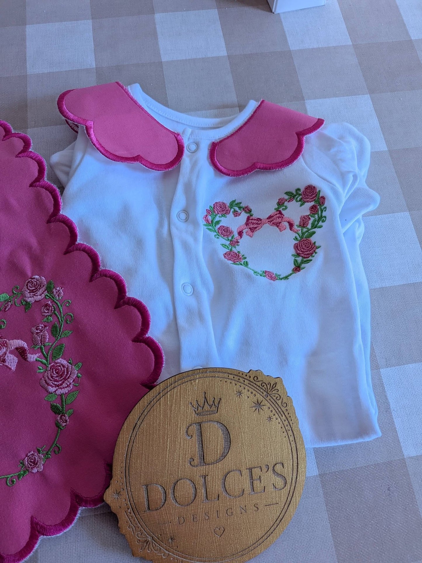Personalised Minnie Rose Baby Set – Babygrow & Bib | Newborn to 12-18 Months