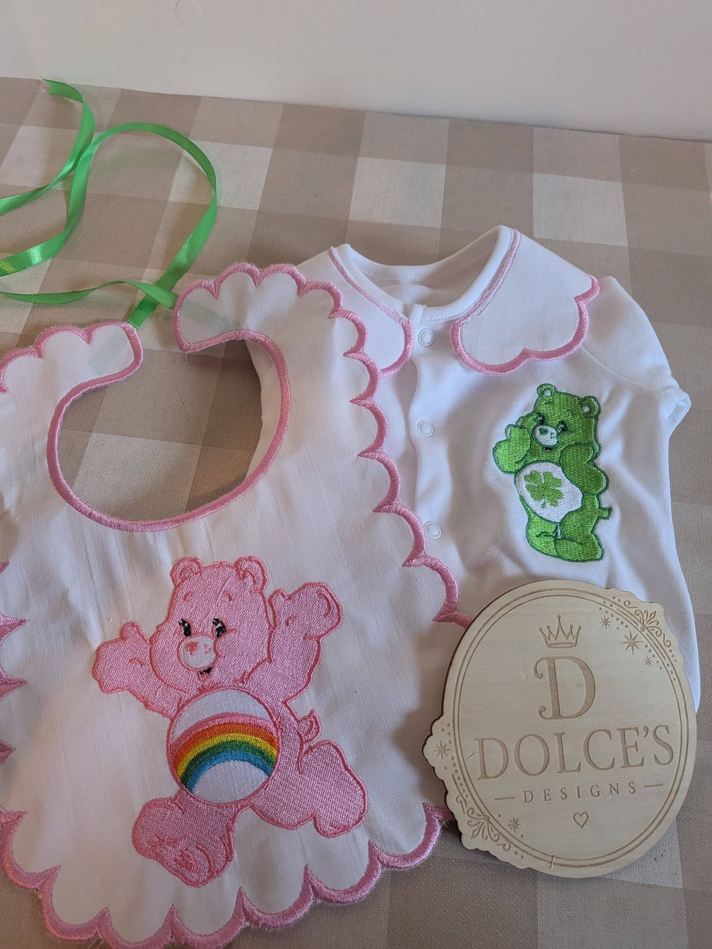 Care Bears Inspired 2 Piece Baby Set | Personalised Baby Grow & Bib Set | Newborn Gift