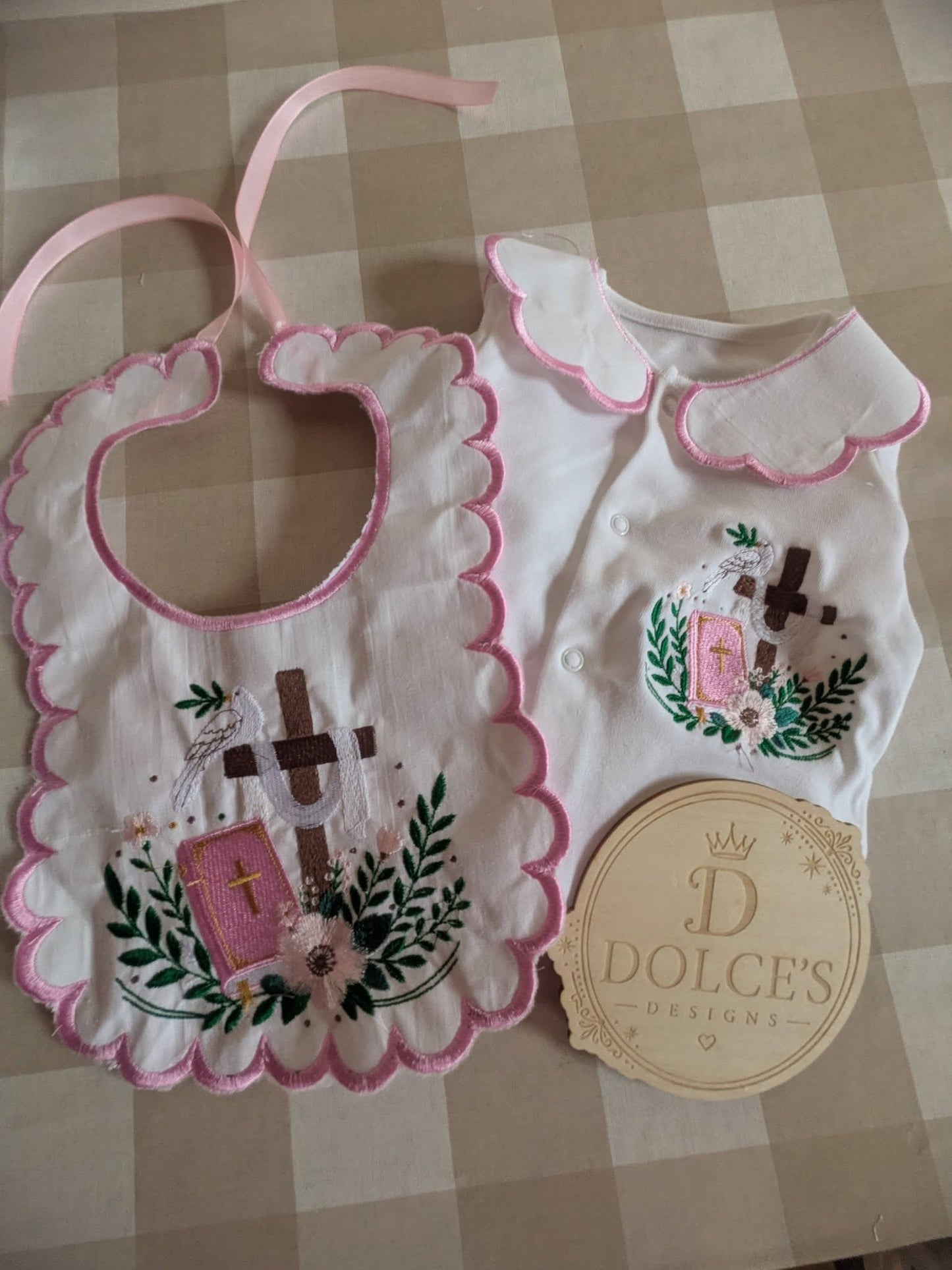 Personalised Christian Baby Grow & Bib Set | Baptism Baby Outfit | Christening Gift | Embroidered Faith Baby Set