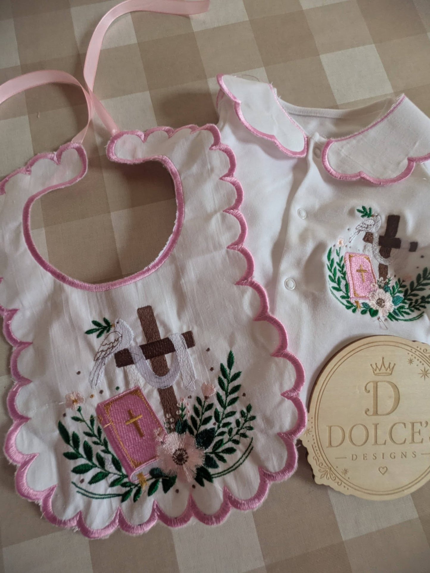 Personalised Christian Baby Grow & Bib Set | Baptism Baby Outfit | Christening Gift | Embroidered Faith Baby Set
