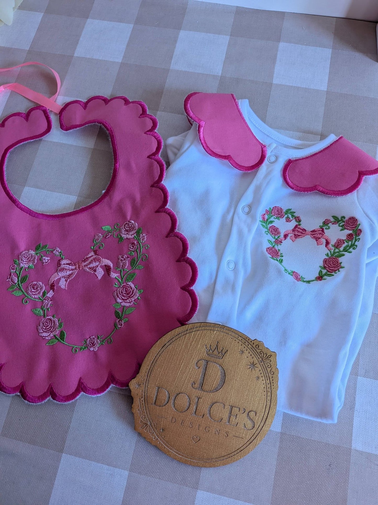 Personalised Minnie Rose Baby Set – Babygrow & Bib | Newborn to 12-18 Months