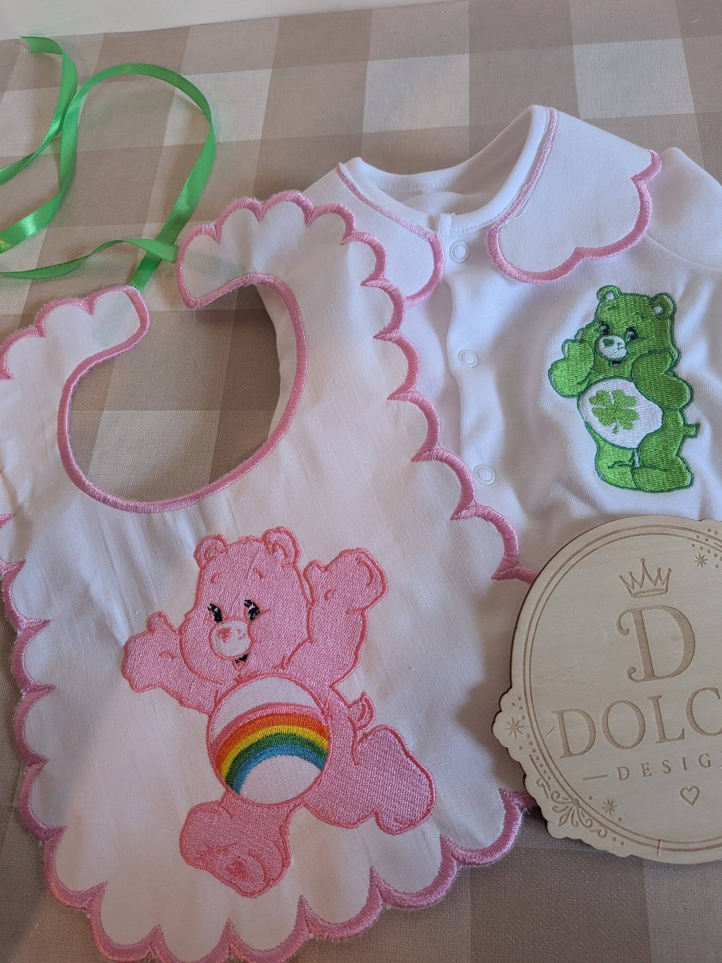 Care Bears Inspired 2 Piece Baby Set | Personalised Baby Grow & Bib Set | Newborn Gift