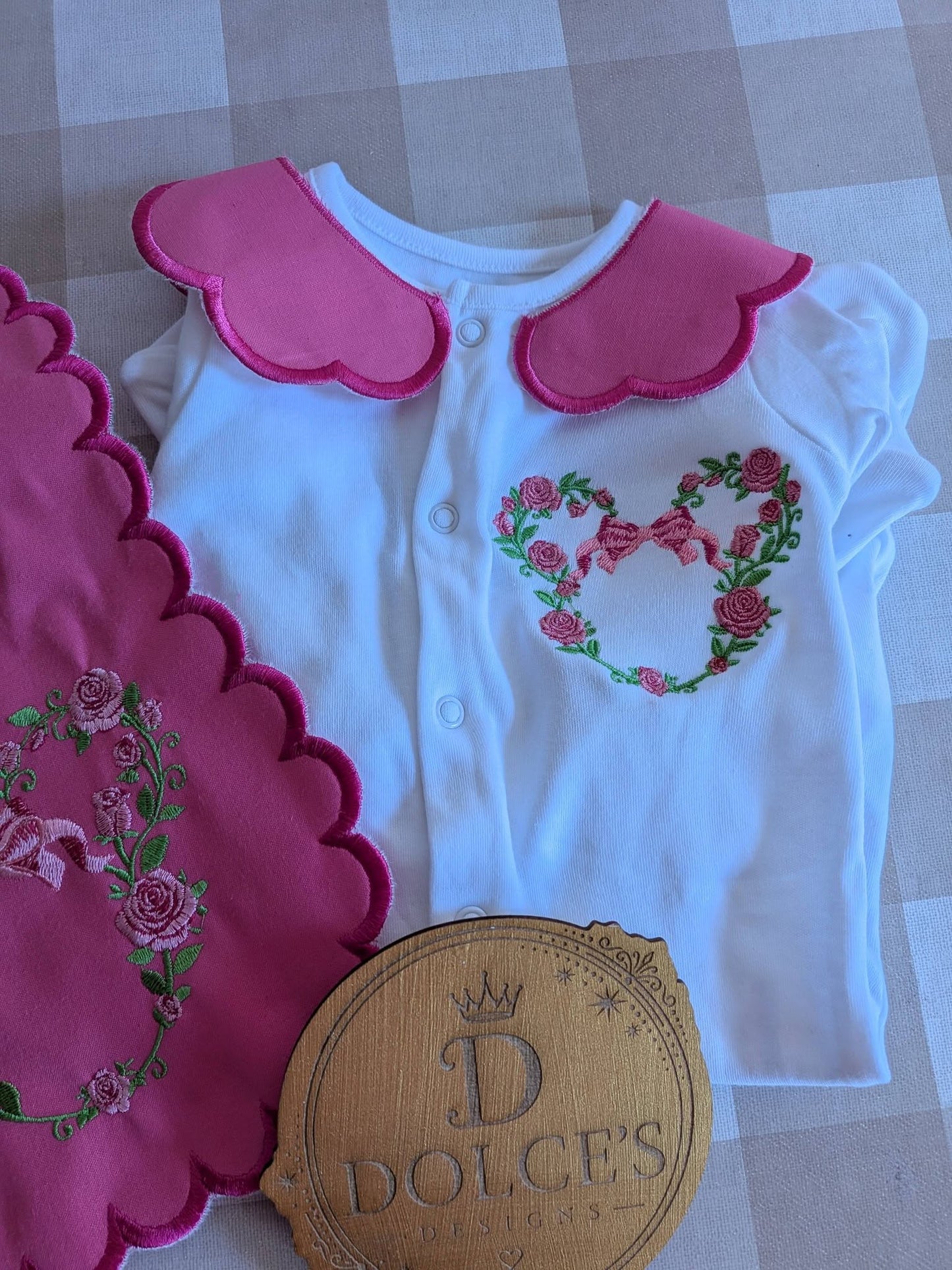 Personalised Minnie Rose Baby Set – Babygrow & Bib | Newborn to 12-18 Months