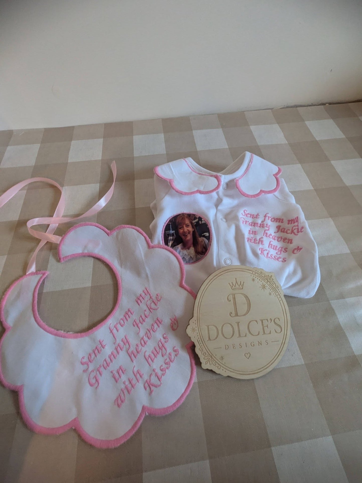 Sent From Heaven Personalised Baby Grow & Bib Set | Memorial Baby Outfit | Photo Baby Grow | Personalised Baby Gift