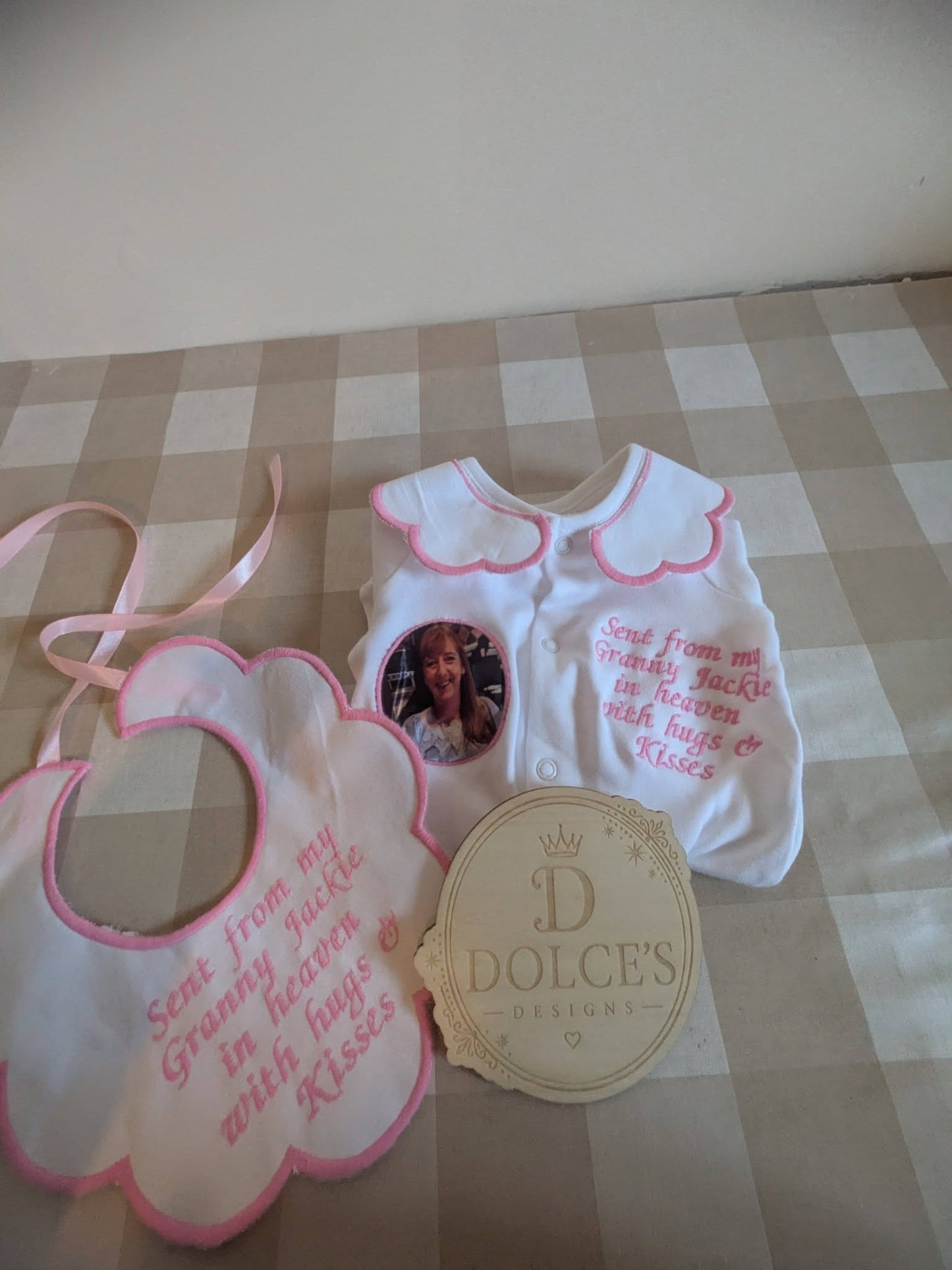 Sent From Heaven Personalised Baby Grow & Bib Set | Memorial Baby Outfit | Photo Baby Grow | Personalised Baby Gift