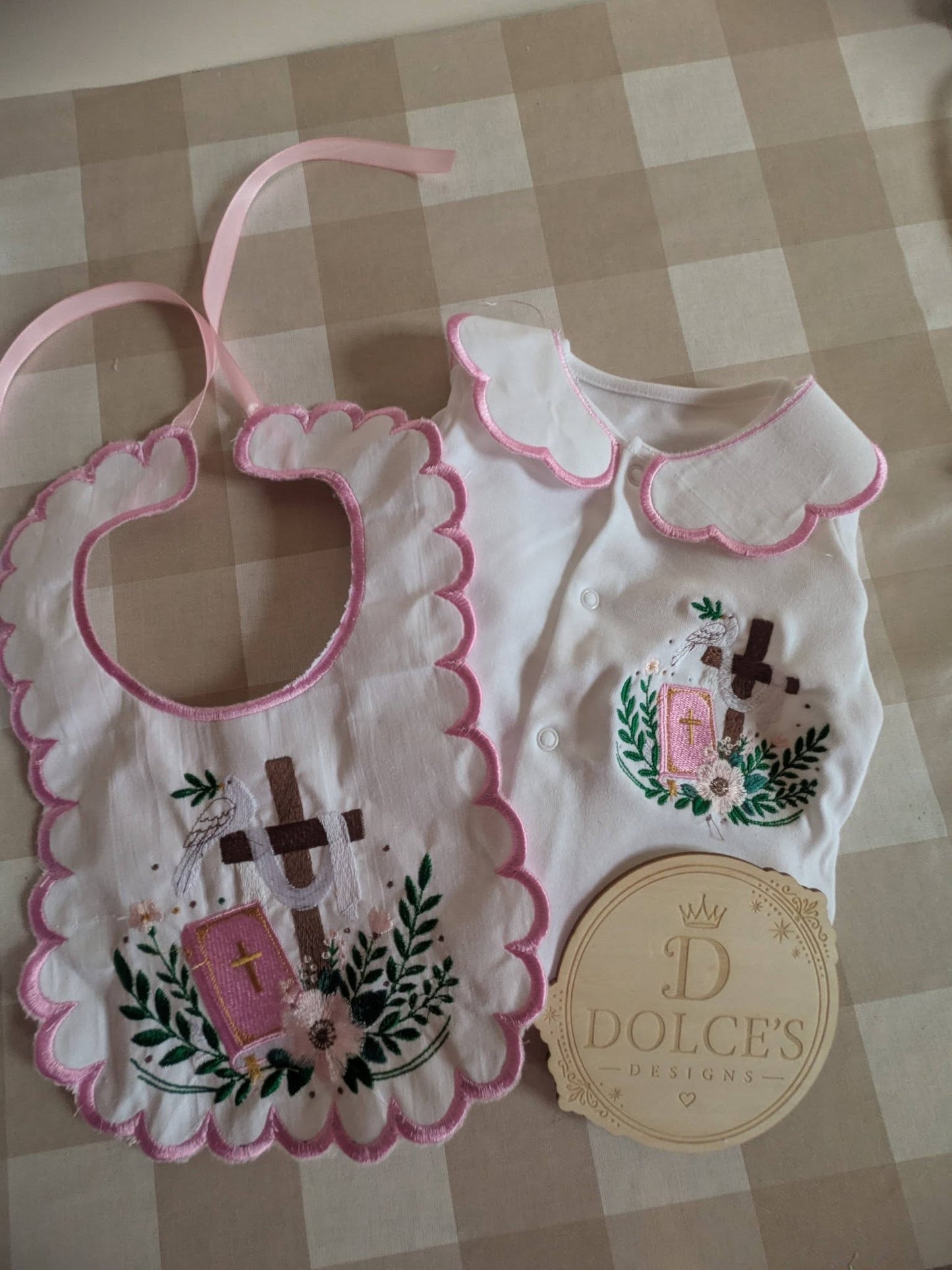 Personalised Christian Baby Grow & Bib Set | Baptism Baby Outfit | Christening Gift | Embroidered Faith Baby Set