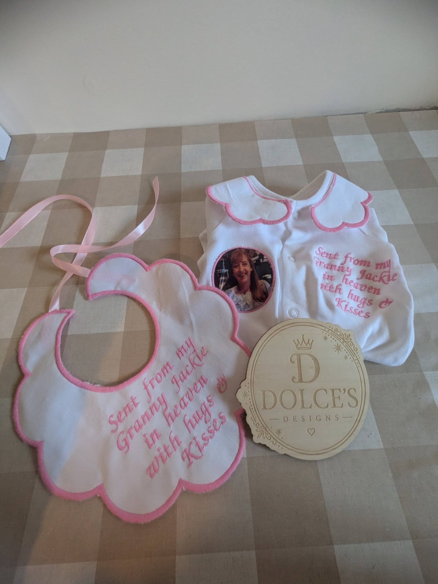 Sent From Heaven Personalised Baby Grow & Bib Set | Memorial Baby Outfit | Photo Baby Grow | Personalised Baby Gift