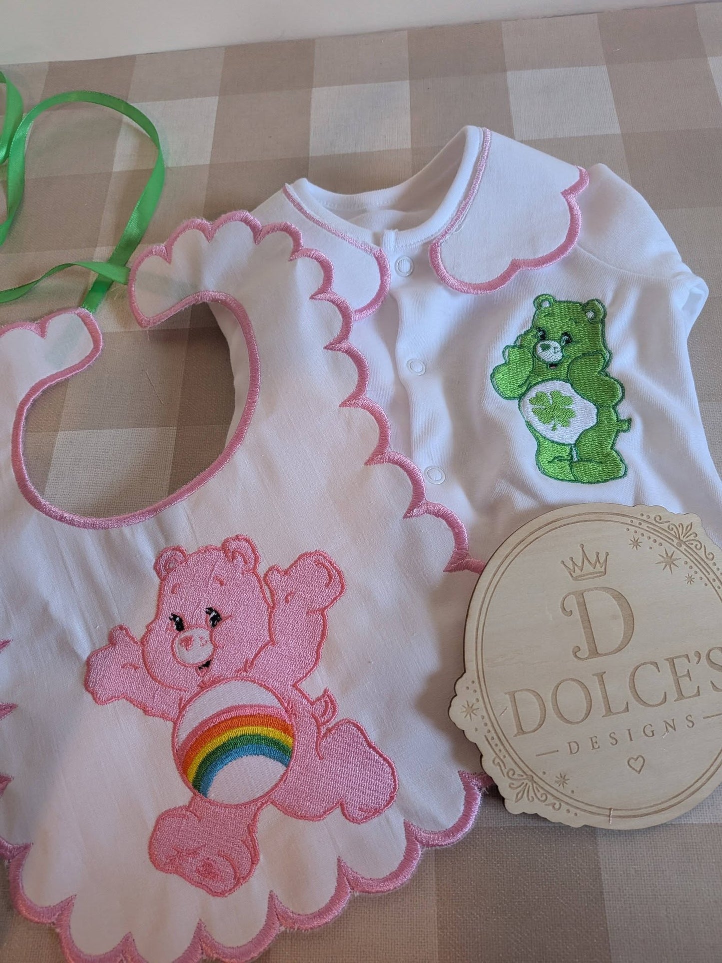Care Bears Inspired 2 Piece Baby Set | Personalised Baby Grow & Bib Set | Newborn Gift