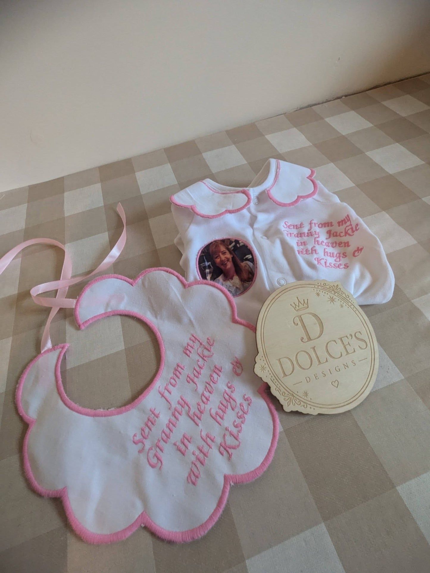 Sent From Heaven Personalised Baby Grow & Bib Set | Memorial Baby Outfit | Photo Baby Grow | Personalised Baby Gift