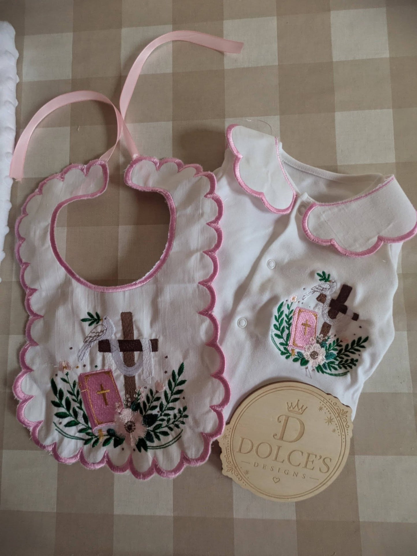 Personalised Christian Baby Grow & Bib Set | Baptism Baby Outfit | Christening Gift | Embroidered Faith Baby Set