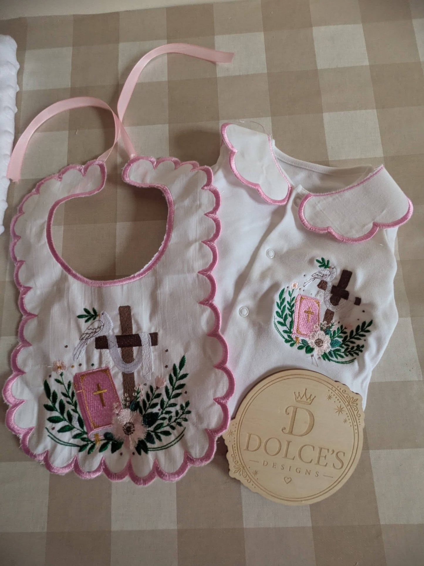 Personalised Christian Baby Grow & Bib Set | Baptism Baby Outfit | Christening Gift | Embroidered Faith Baby Set