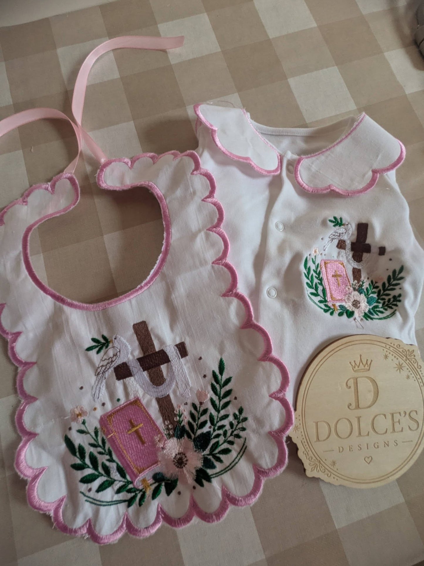 Personalised Christian Baby Grow & Bib Set | Baptism Baby Outfit | Christening Gift | Embroidered Faith Baby Set