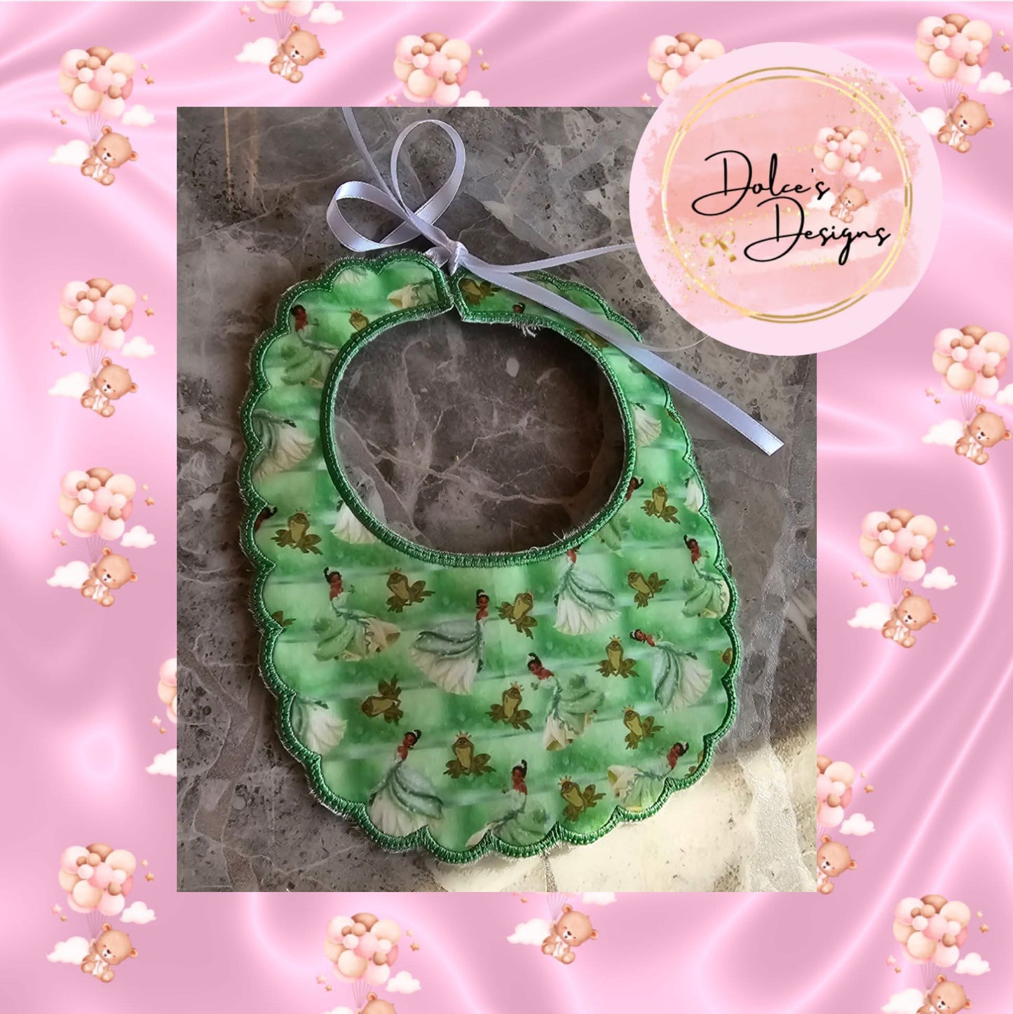 Princess & The Frog Handmade bib