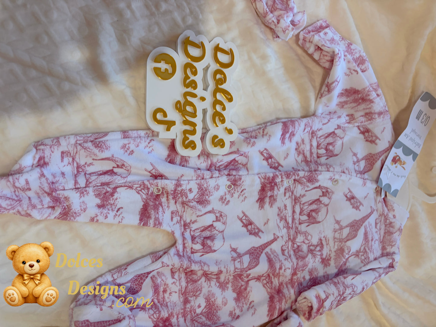 🧸 3 Piece Baby Set – Sleepsuit, Hat & Mittens