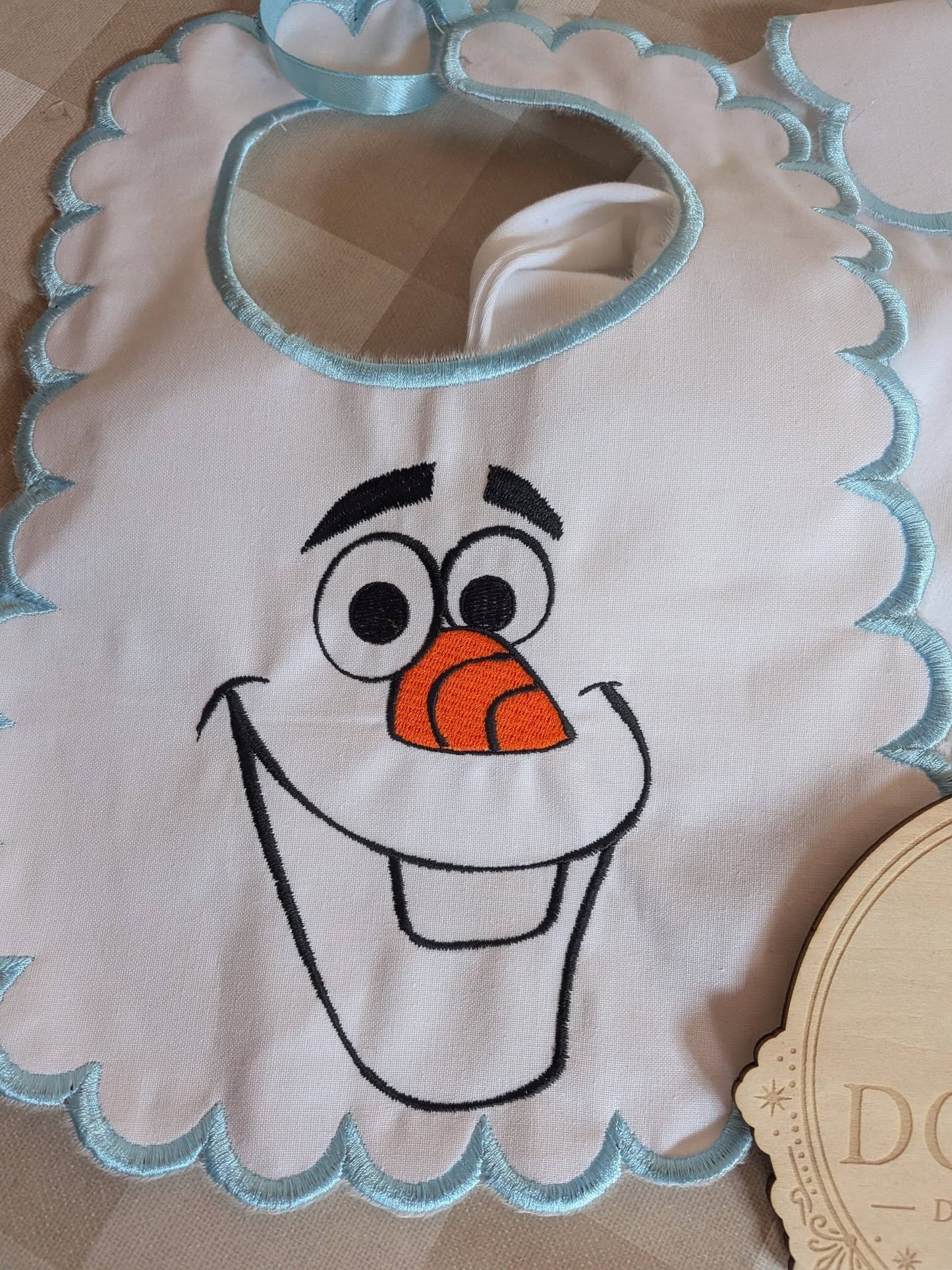 Personalised Frozen Inspired Baby Set | Embroidered Babygrow & Handmade Scalloped Bib