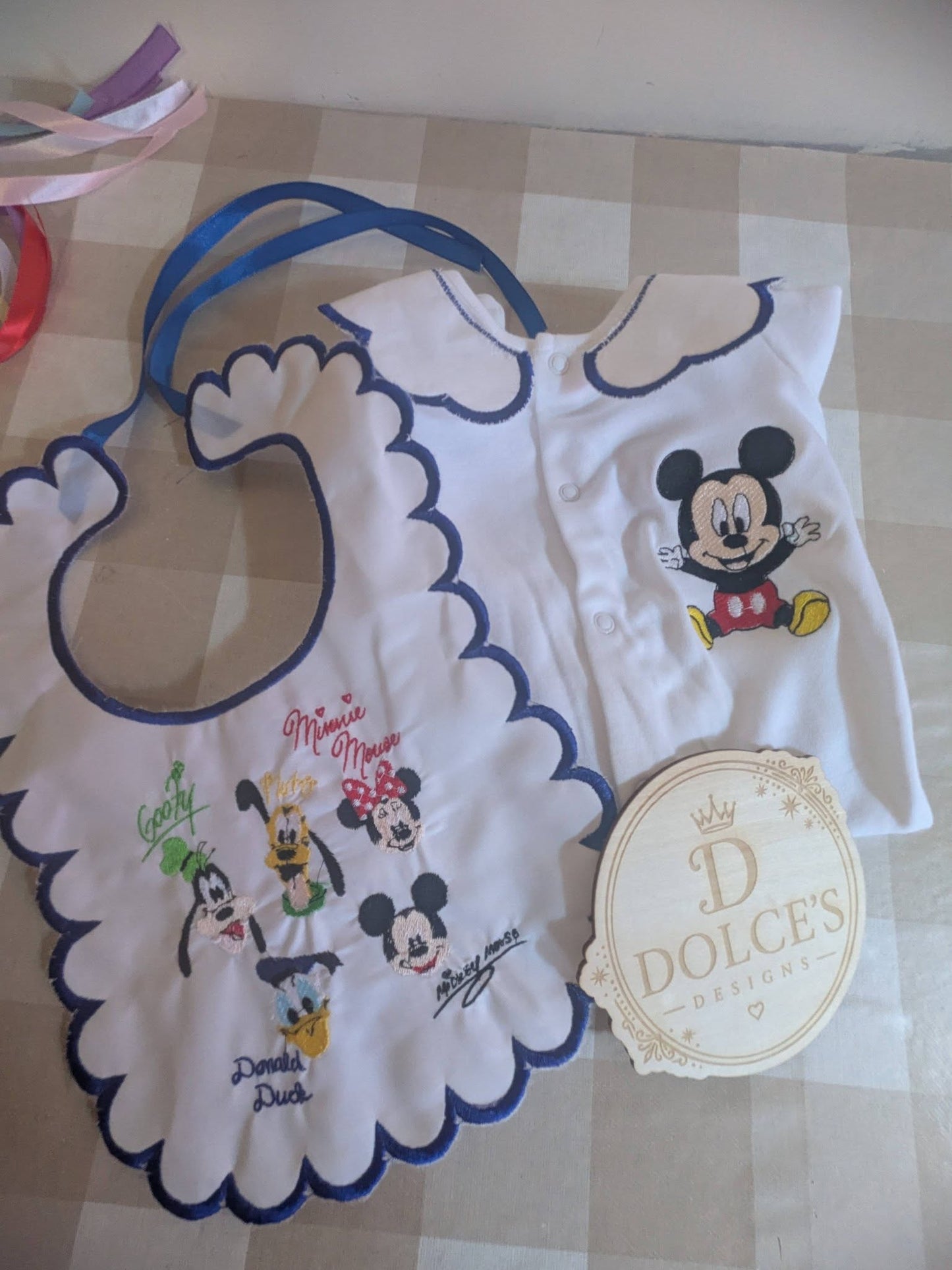 Cute Mouse Baby Gift Set | Embroidered Peter Pan Collar Babygrow & Matching Bib | Boutique Baby Outfit | Personalised