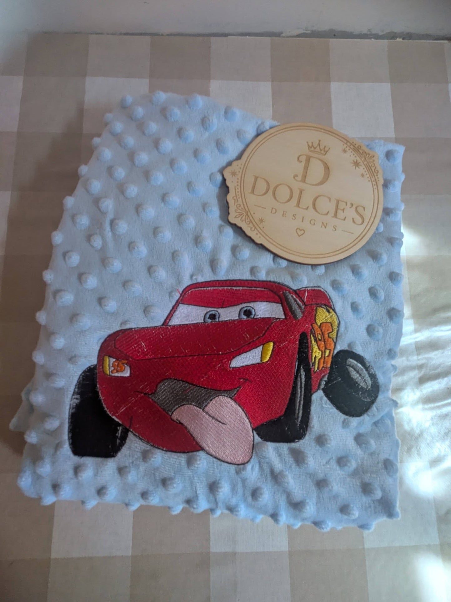 Luxury Race Car Embroidered Baby Blanket | Soft Blue Minky Pram Blanket | Personalised Baby Blanket | New Baby Gift