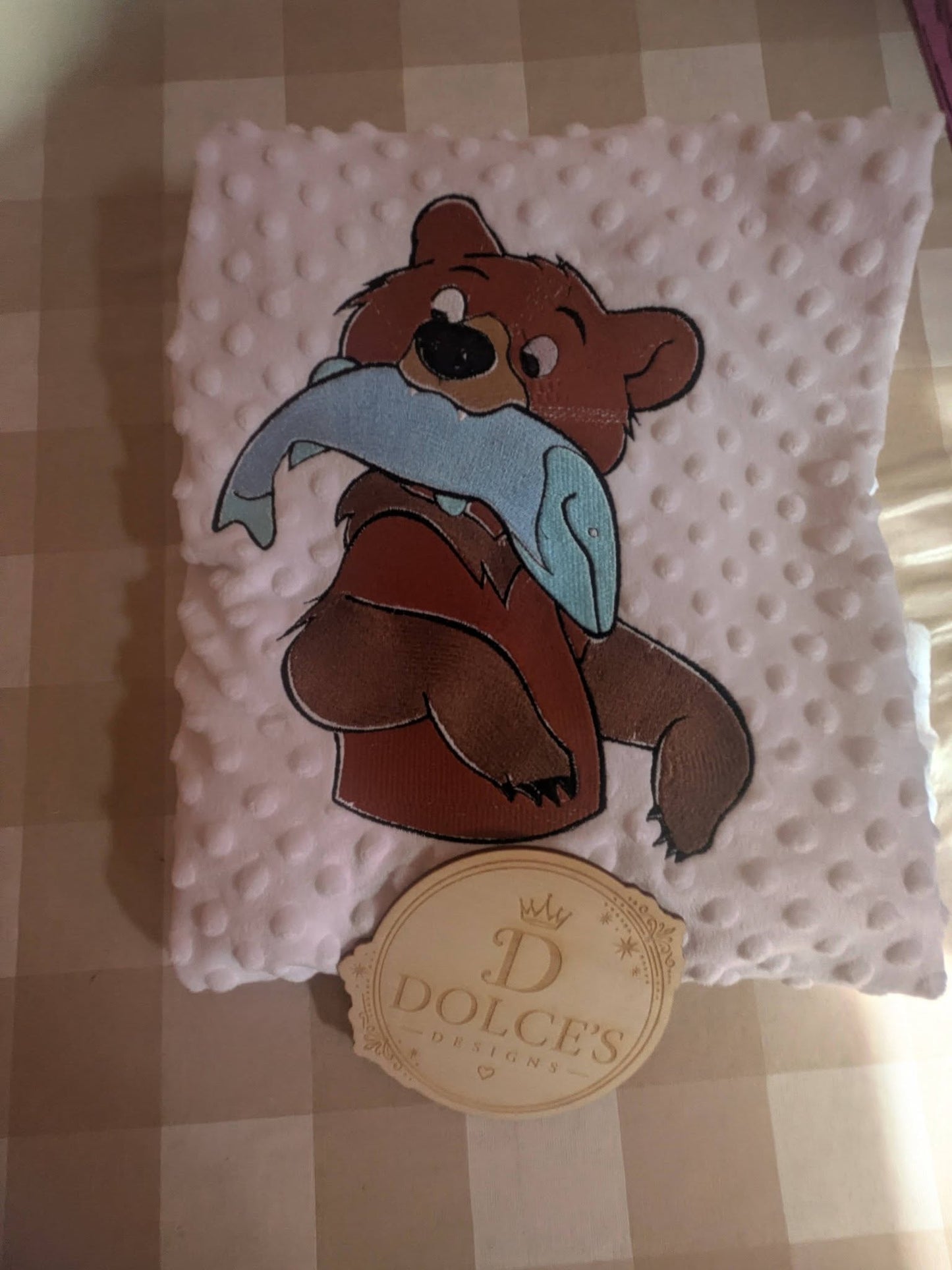 Luxury Brother Bear Embroidered Baby Blanket | Soft Pink Minky Pram Blanket | Personalised Baby Blanket | New Baby Gift