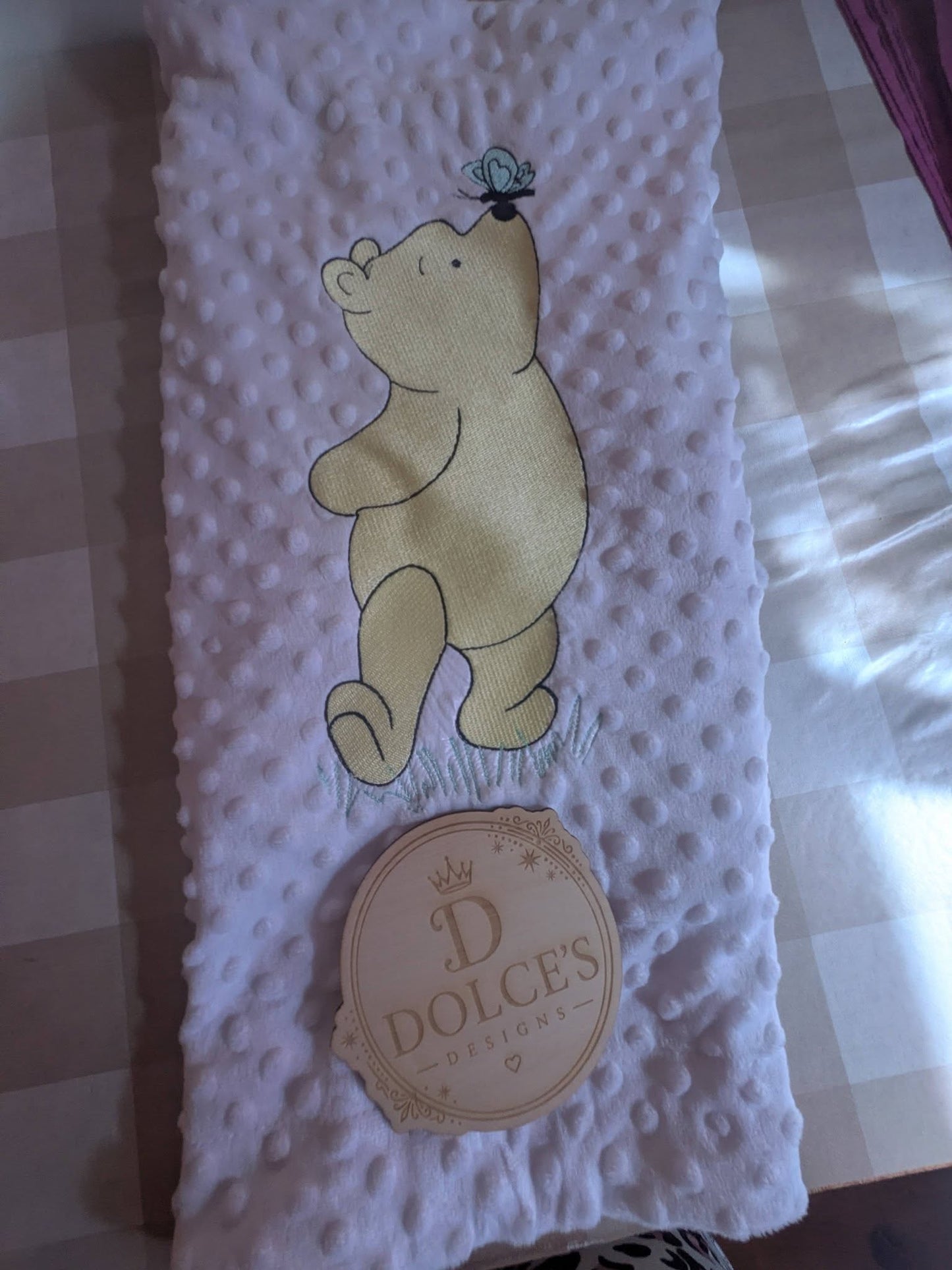Luxury Classic Bear Embroidered Baby Blanket | Soft White Minky Pram Blanket | Personalised Baby Blanket | New Baby Gift