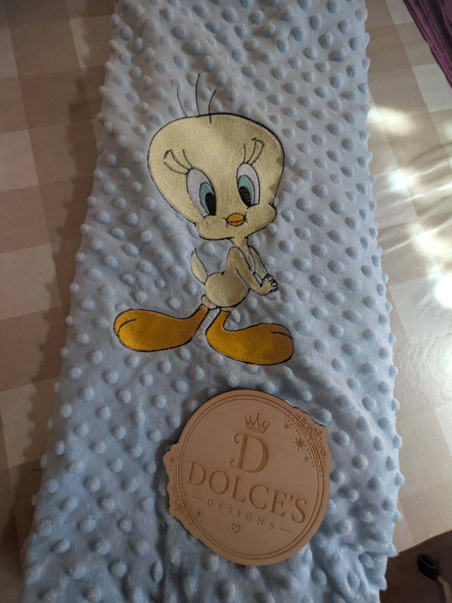 Luxury Embroidered Blue Bird Baby Blanket | Soft Blue Minky Pram Blanket | Personalised Baby Blanket | New Baby Gift