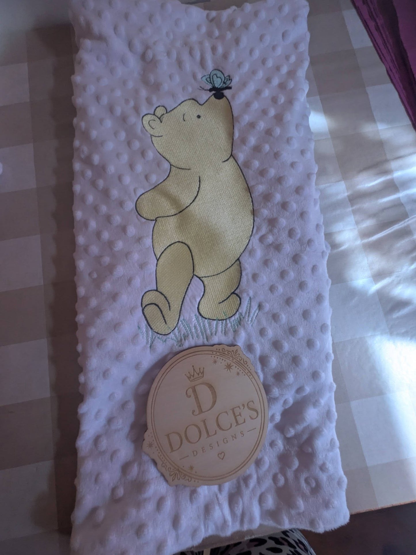 Luxury Classic Bear Embroidered Baby Blanket | Soft White Minky Pram Blanket | Personalised Baby Blanket | New Baby Gift