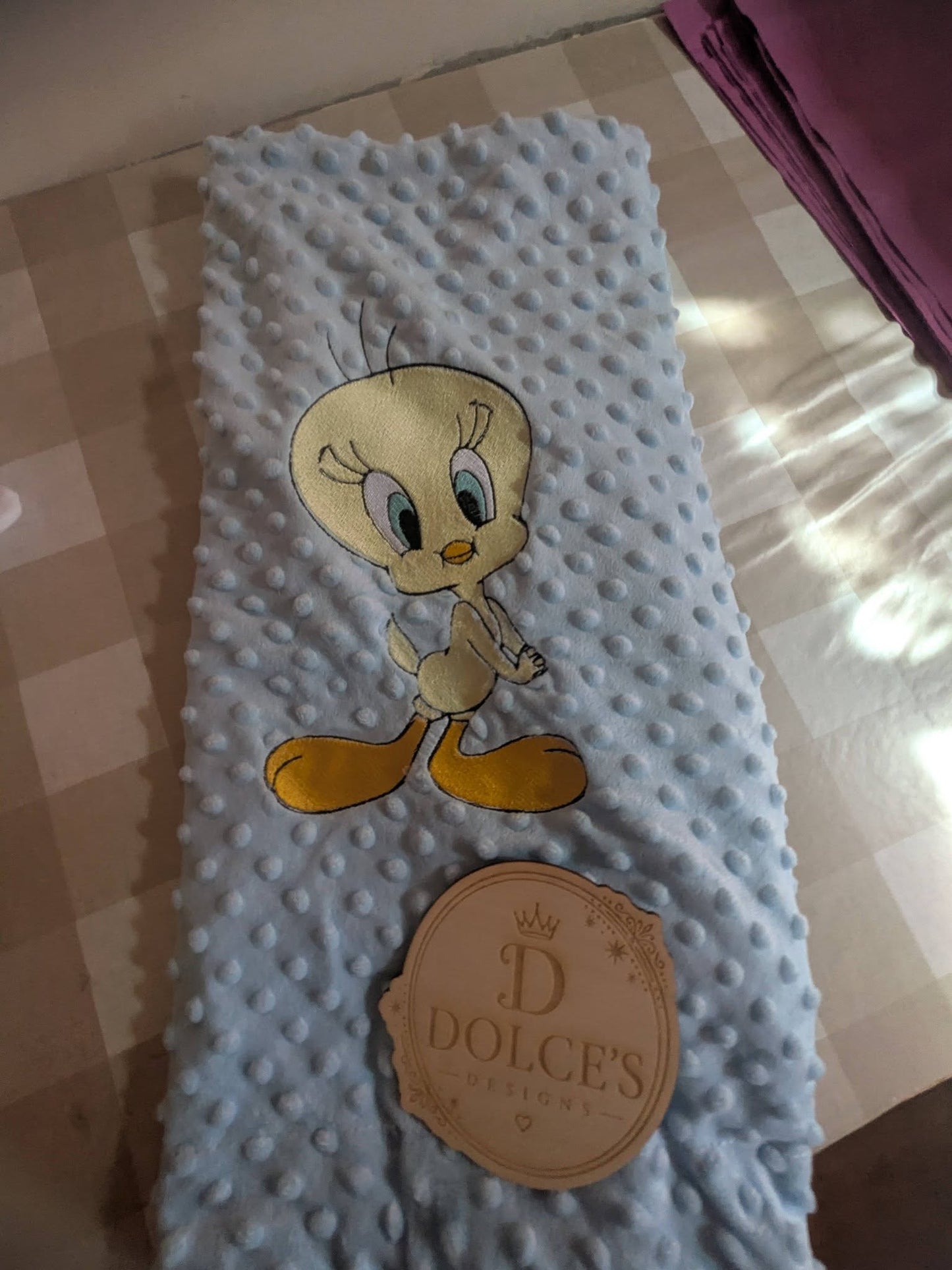 Luxury Embroidered Blue Bird Baby Blanket | Soft Blue Minky Pram Blanket | Personalised Baby Blanket | New Baby Gift