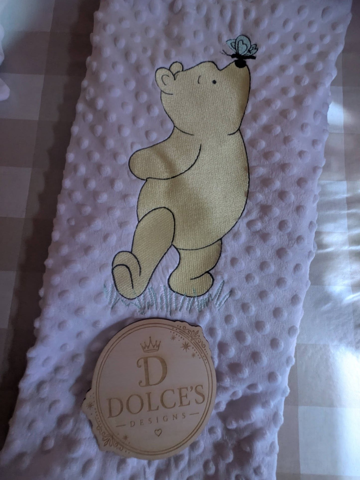 Luxury Classic Bear Embroidered Baby Blanket | Soft White Minky Pram Blanket | Personalised Baby Blanket | New Baby Gift