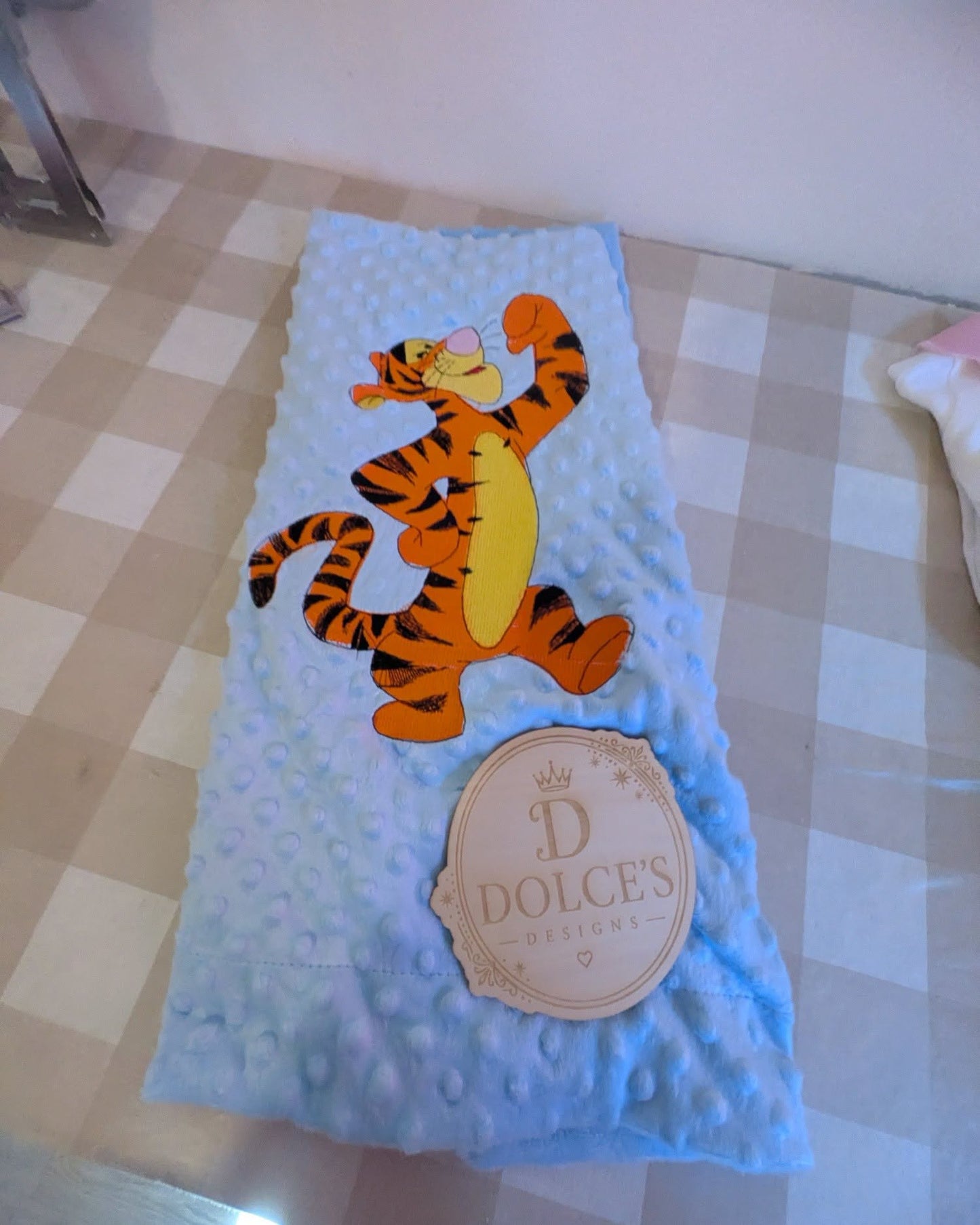 Tigger Inspired Baby Blanket – Blue Embroidered Winnie the Pooh Design