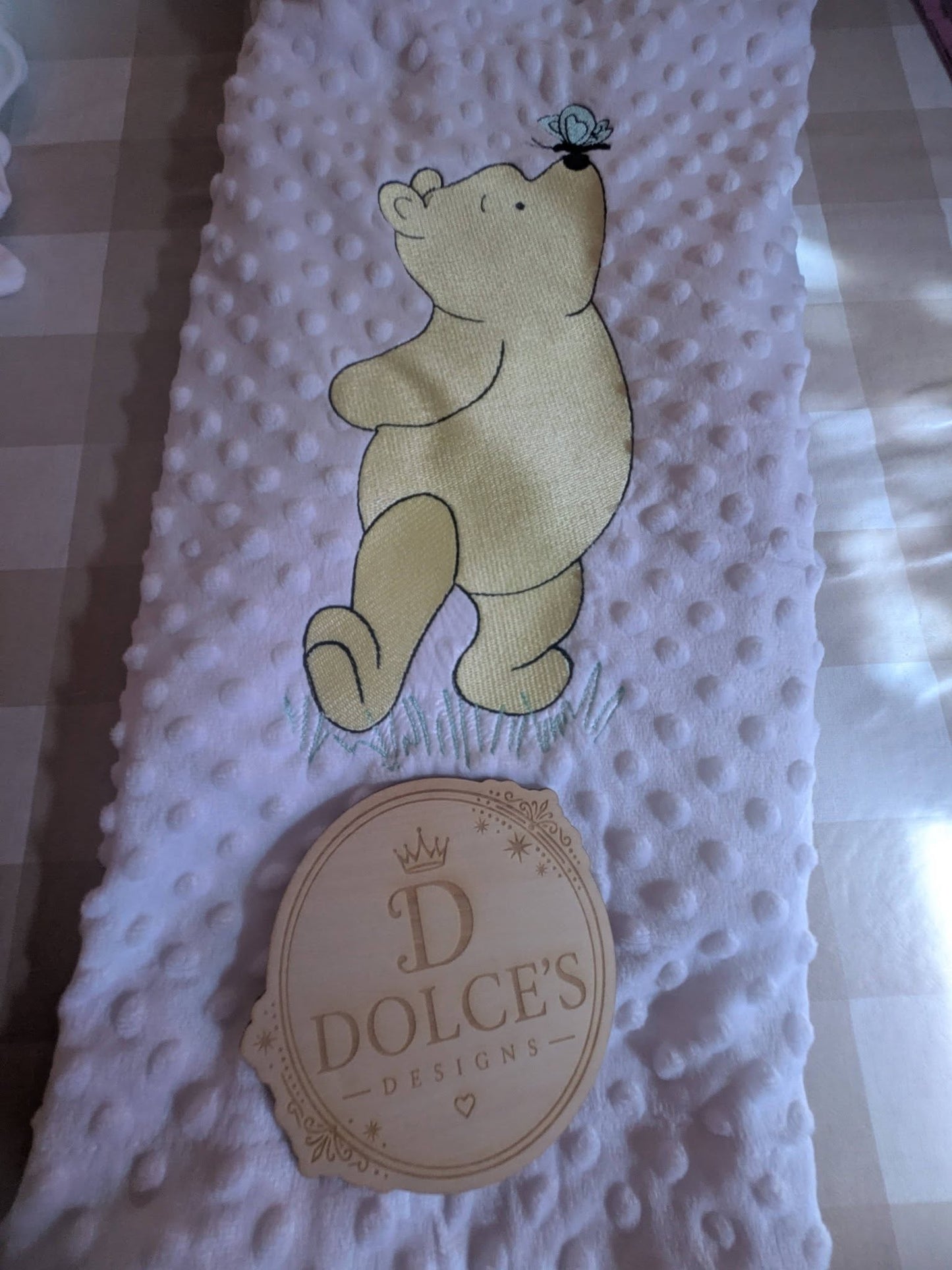 Luxury Classic Bear Embroidered Baby Blanket | Soft White Minky Pram Blanket | Personalised Baby Blanket | New Baby Gift