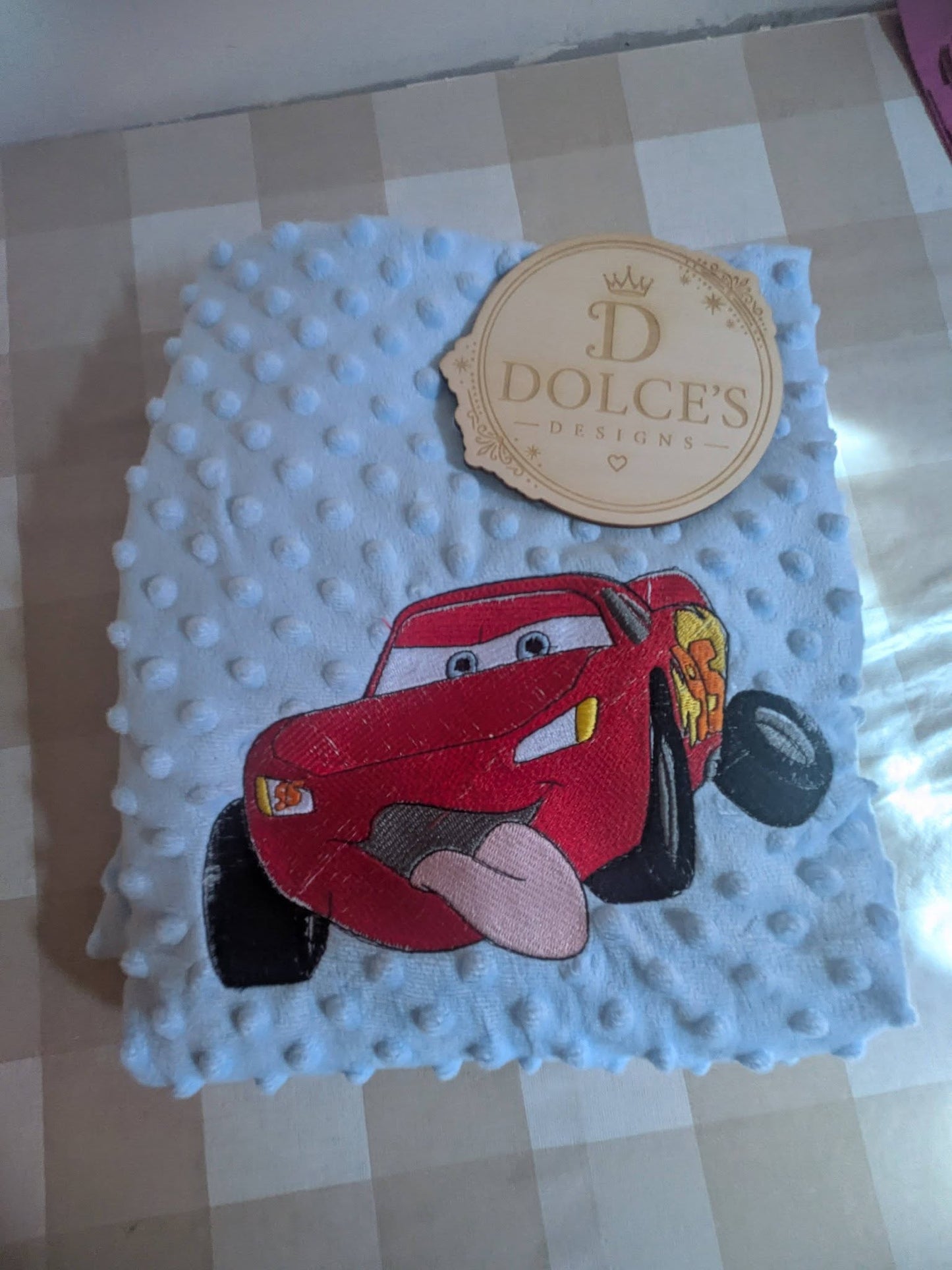 Luxury Race Car Embroidered Baby Blanket | Soft Blue Minky Pram Blanket | Personalised Baby Blanket | New Baby Gift