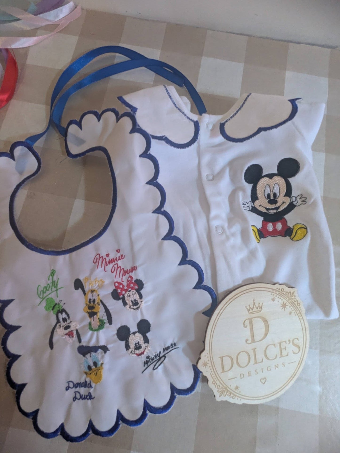Cute Mouse Baby Gift Set | Embroidered Peter Pan Collar Babygrow & Matching Bib | Boutique Baby Outfit | Personalised