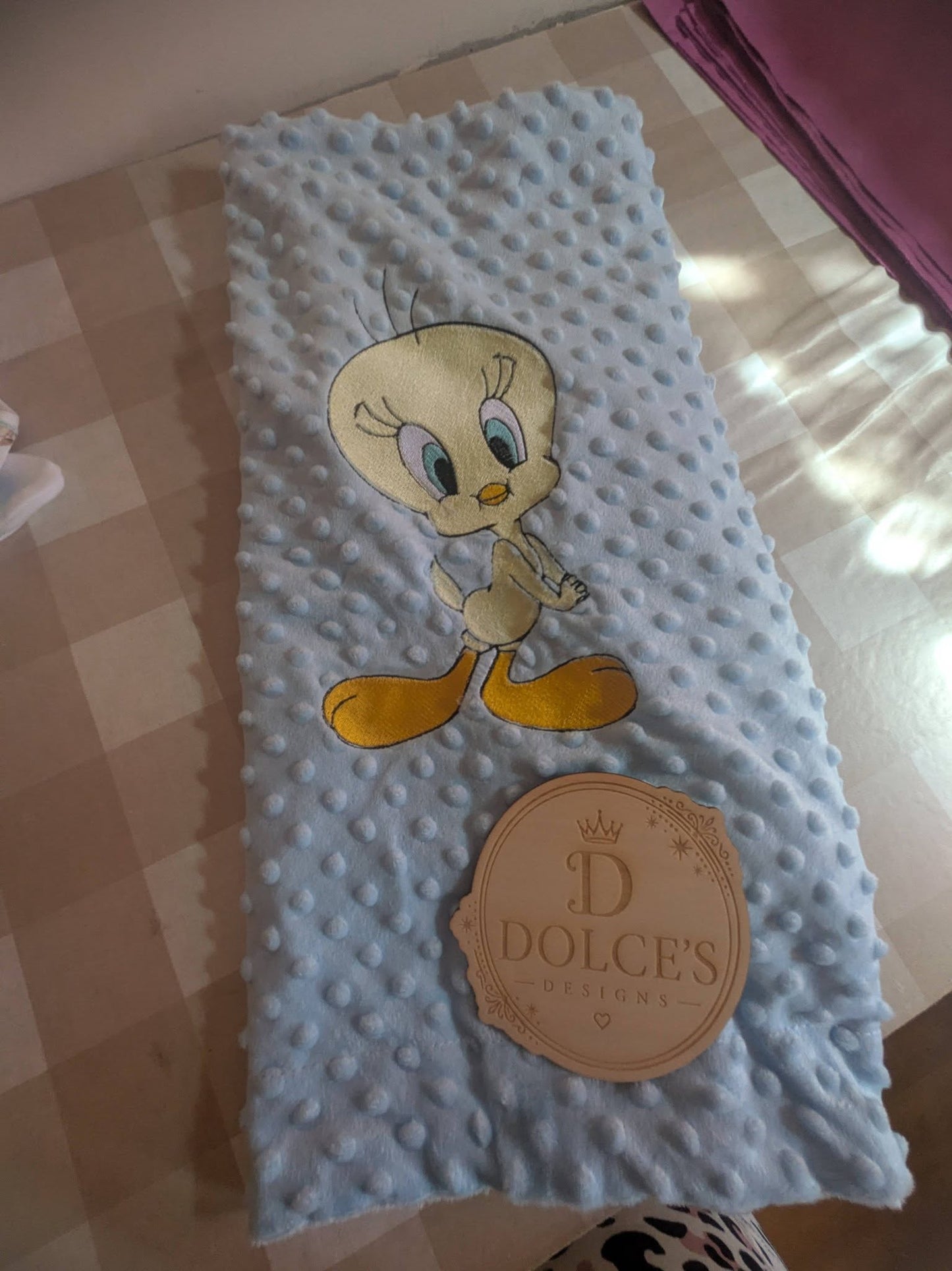 Luxury Embroidered Blue Bird Baby Blanket | Soft Blue Minky Pram Blanket | Personalised Baby Blanket | New Baby Gift