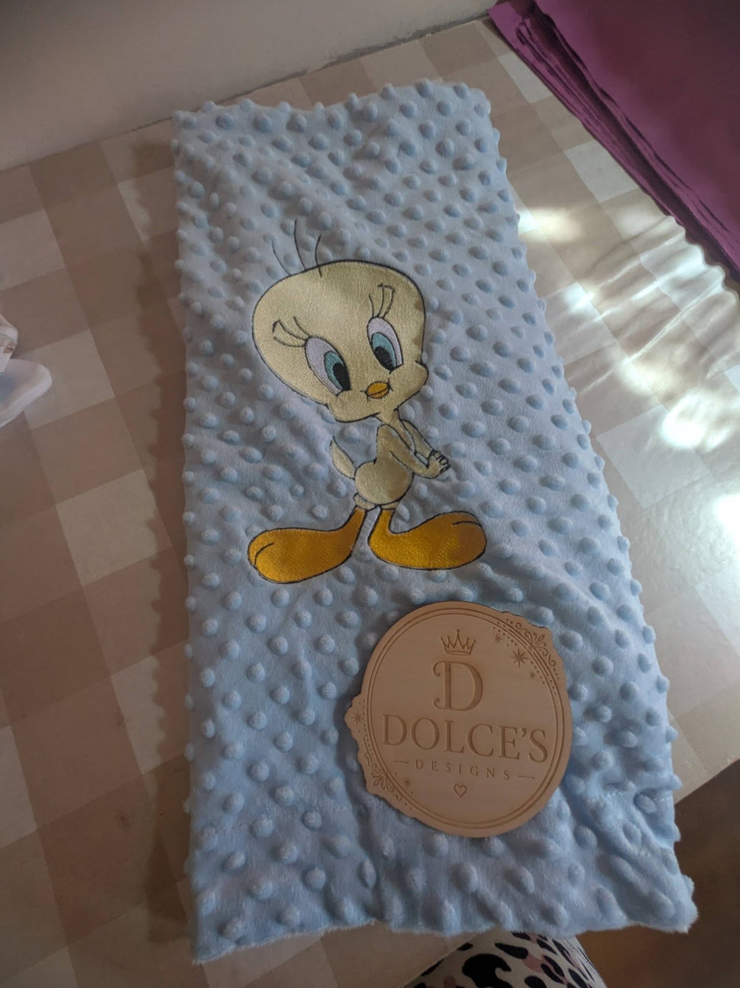 Luxury Embroidered Blue Bird Baby Blanket | Soft Blue Minky Pram Blanket | Personalised Baby Blanket | New Baby Gift