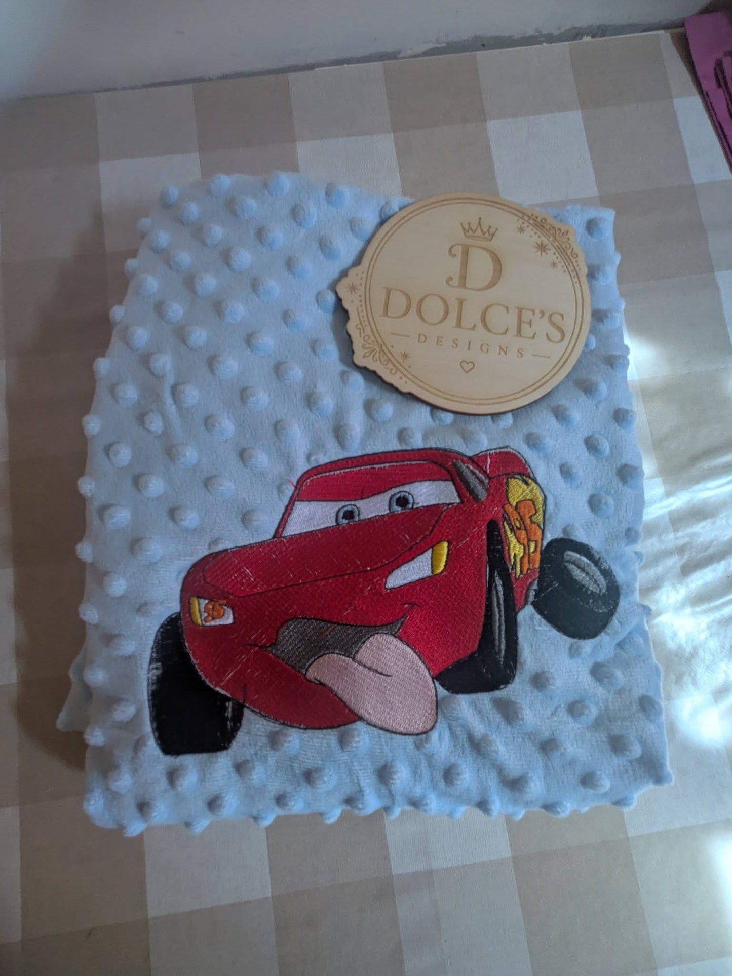 Luxury Race Car Embroidered Baby Blanket | Soft Blue Minky Pram Blanket | Personalised Baby Blanket | New Baby Gift