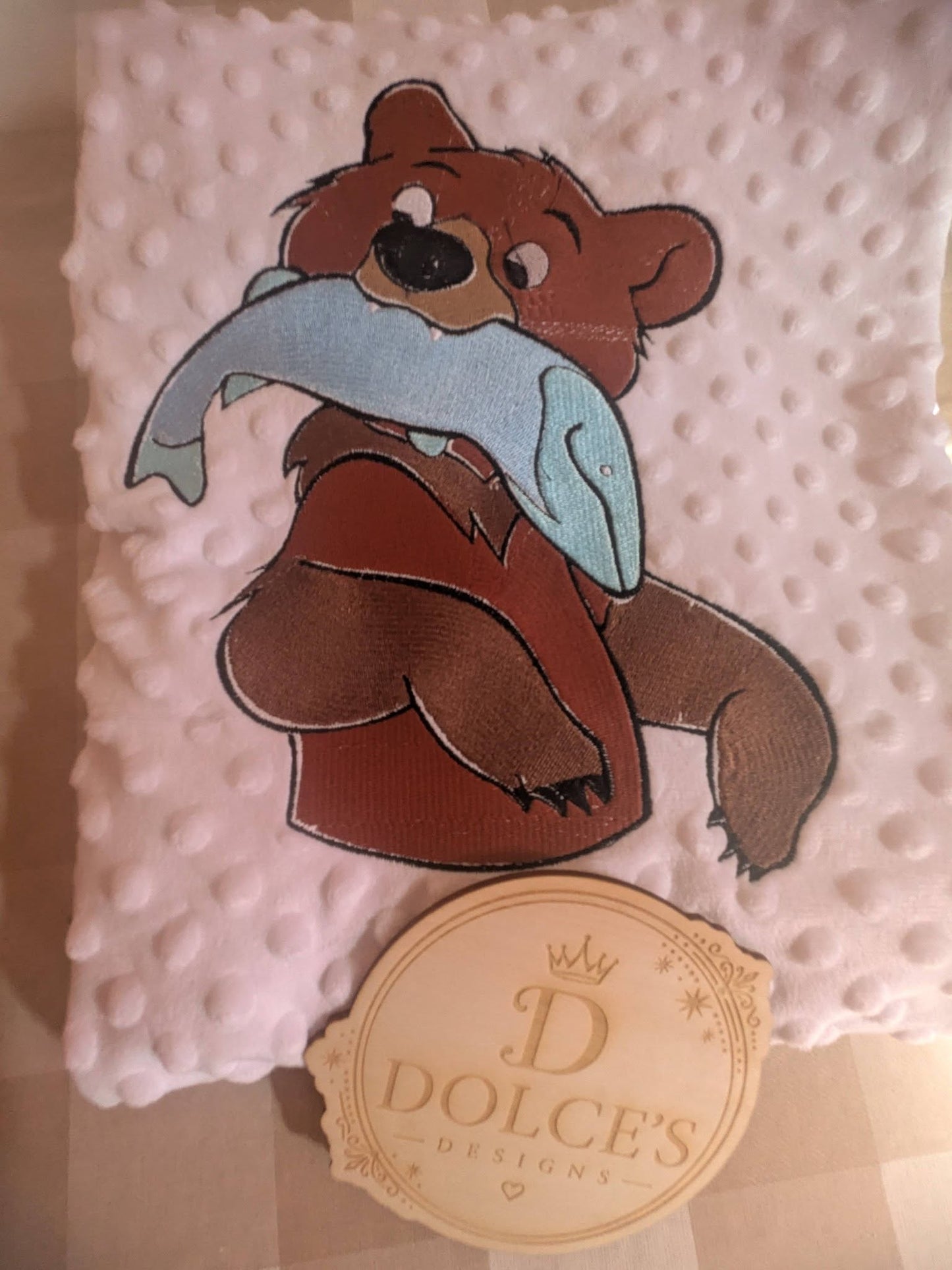 Luxury Brother Bear Embroidered Baby Blanket | Soft Pink Minky Pram Blanket | Personalised Baby Blanket | New Baby Gift
