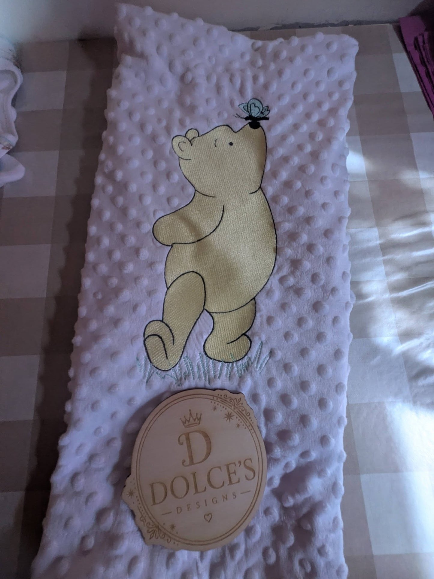 Luxury Classic Bear Embroidered Baby Blanket | Soft White Minky Pram Blanket | Personalised Baby Blanket | New Baby Gift
