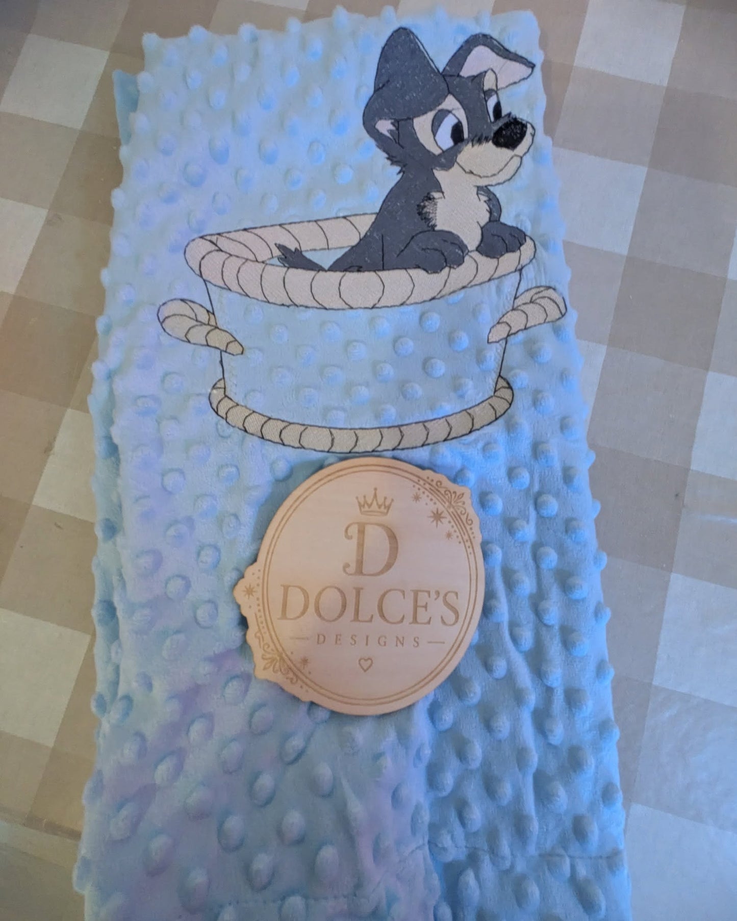 Tramp Inspired Baby Blanket – Blue Embroidered Soft Textured Blanket