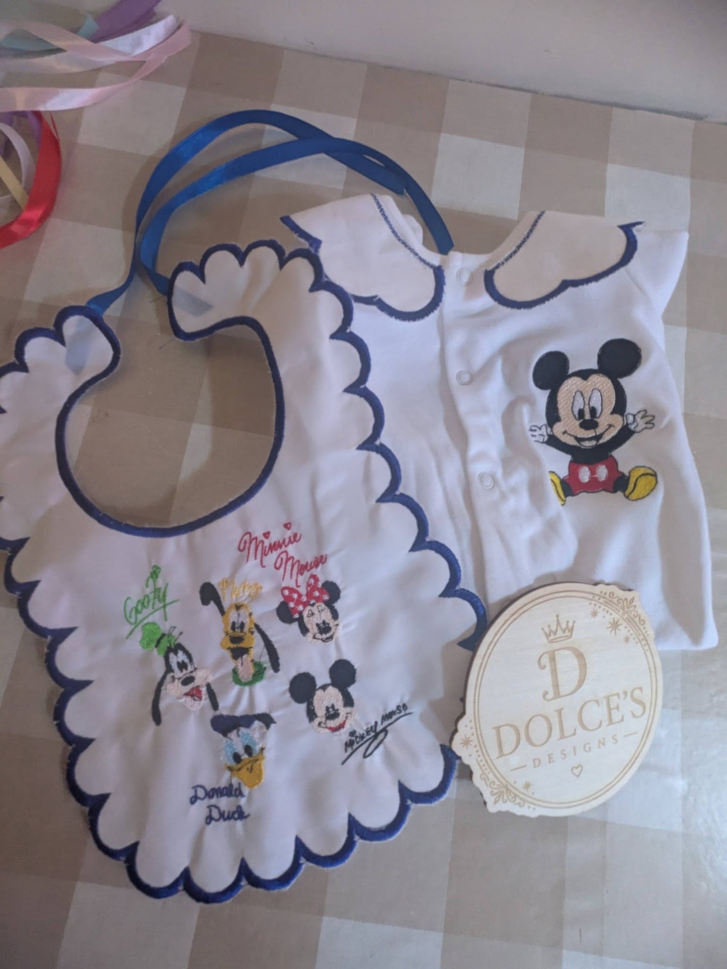 Cute Mouse Baby Gift Set | Embroidered Peter Pan Collar Babygrow & Matching Bib | Boutique Baby Outfit | Personalised