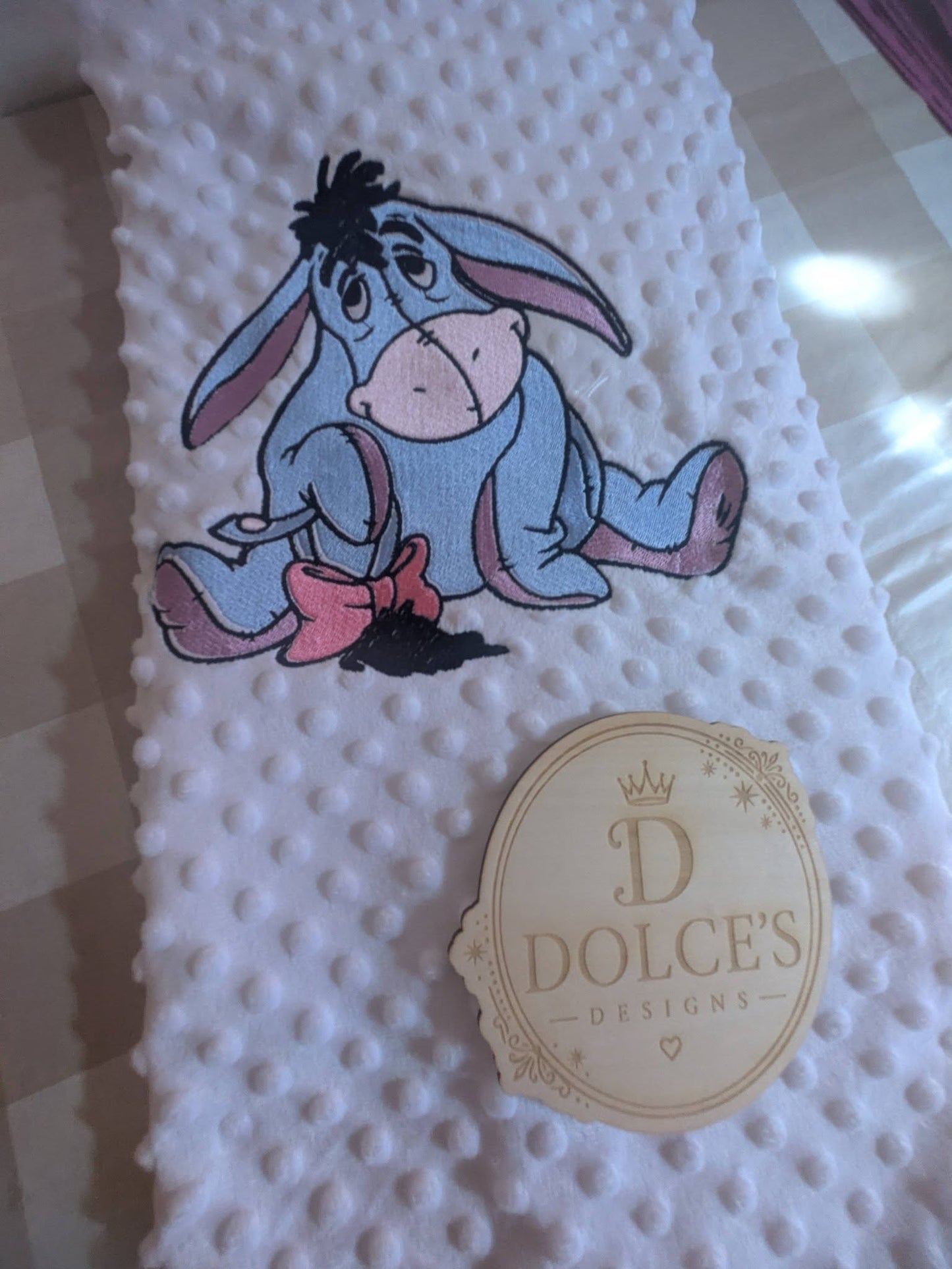 Luxury Embroidered Donkey Baby Blanket | Soft White Minky Pram Blanket | Personalised Baby Blanket | New Baby Gift
